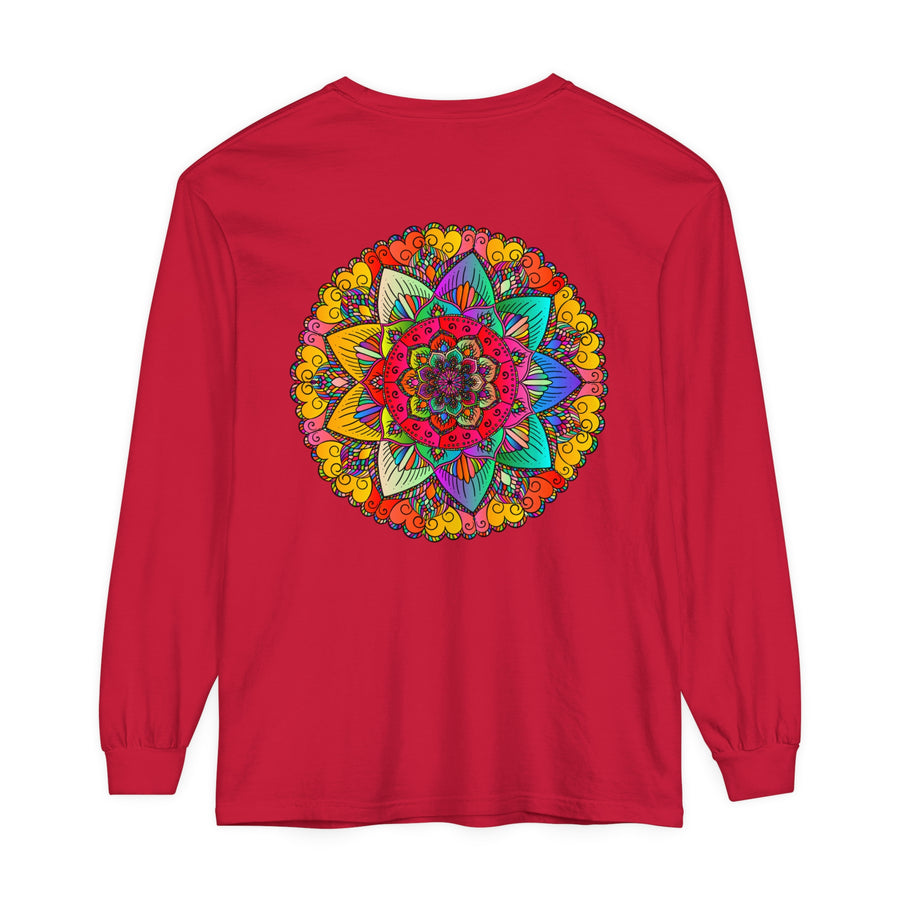 Vibrant and bold unisex long sleeve t-shirt with intricate mandala print