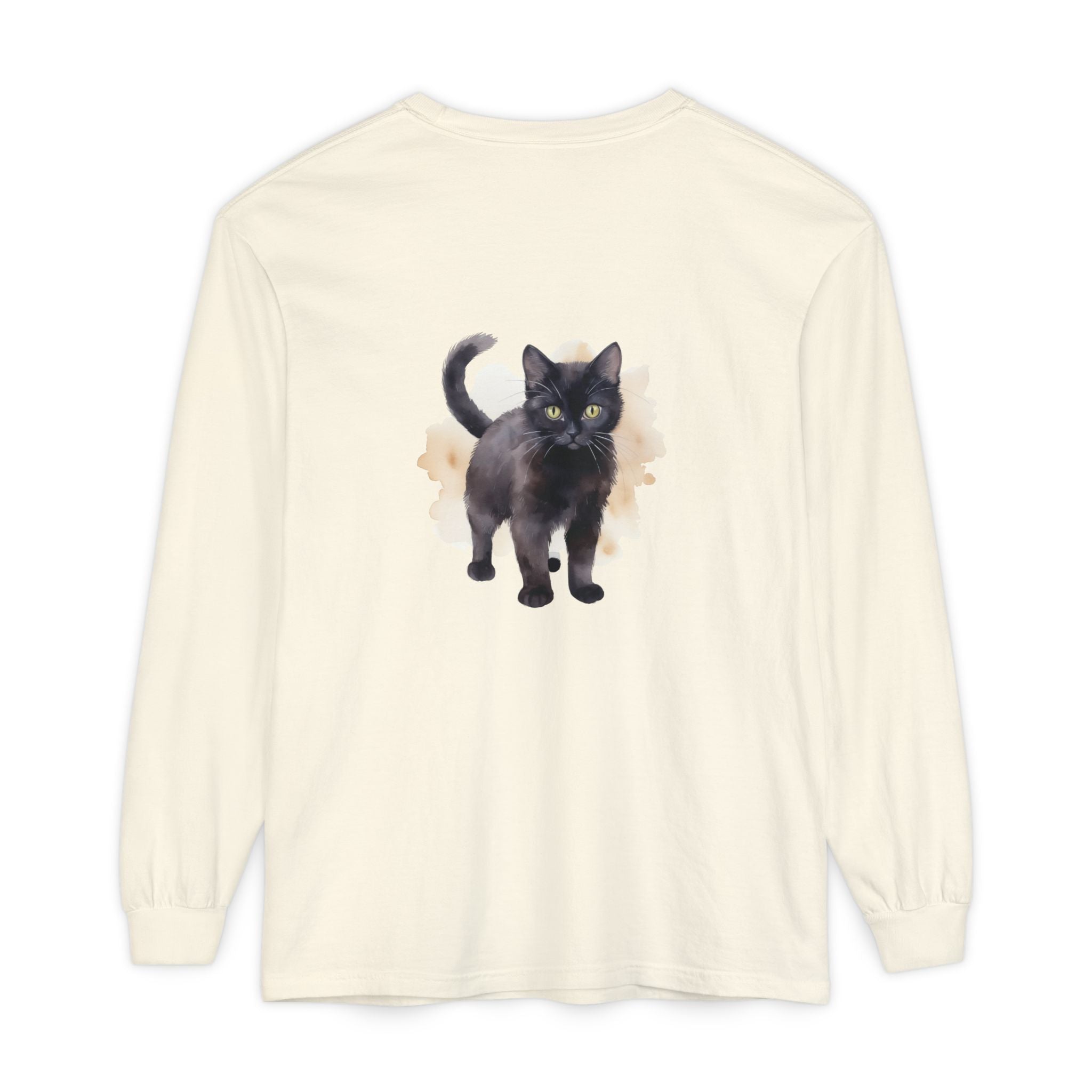Full Sleeve Tee | Black Cat Watercolor - Unisex