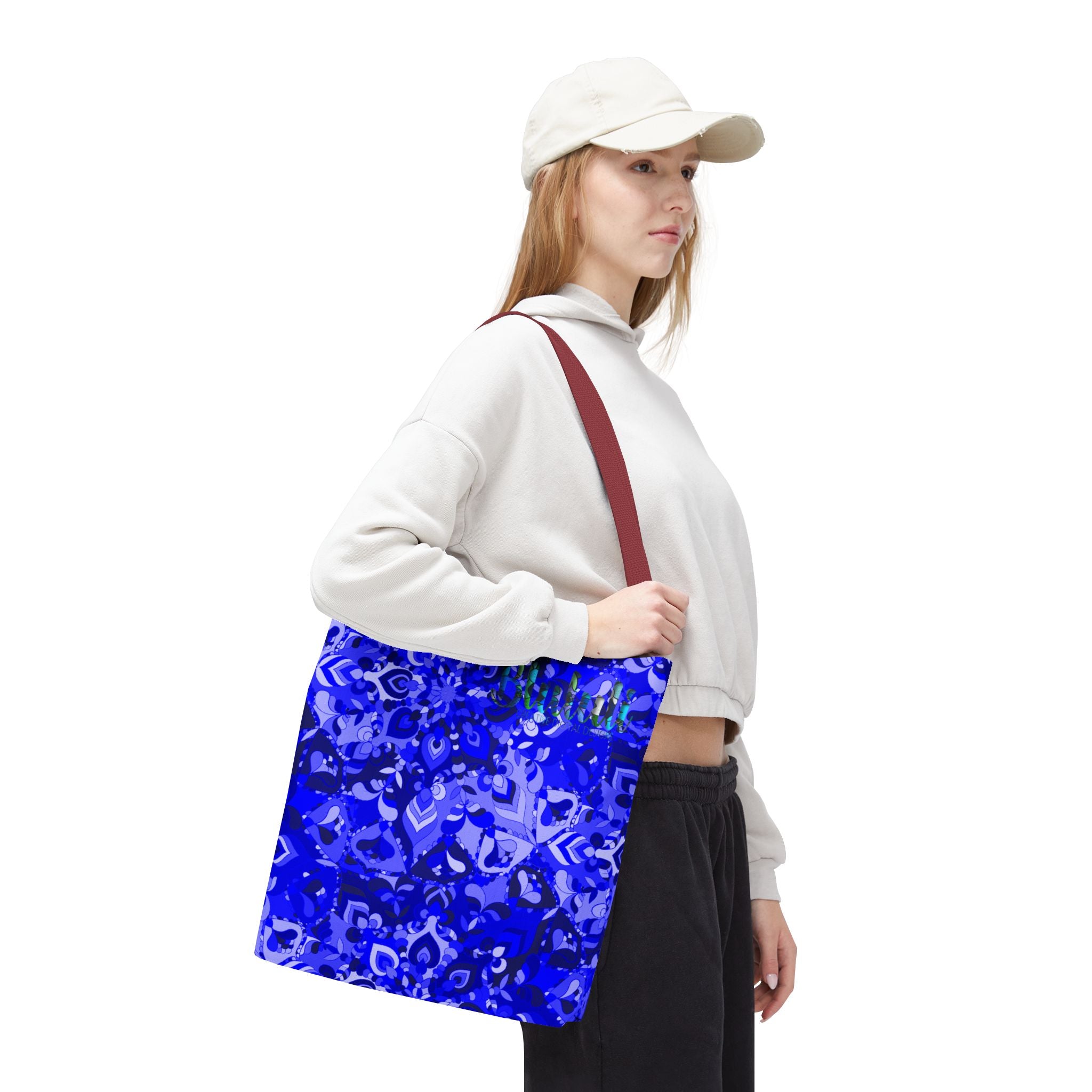 Borsa tote con design mandala blu per un uso quotidiano elegante
