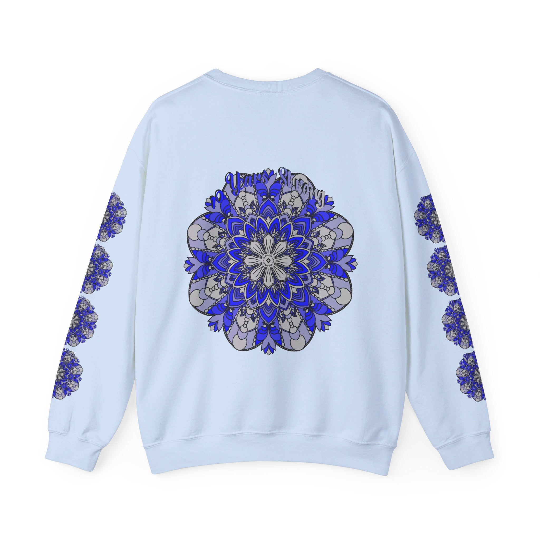 10th Anniversary 10 Years Strong Unisex Sweatshirt in White Close-Up of Fabric Detail