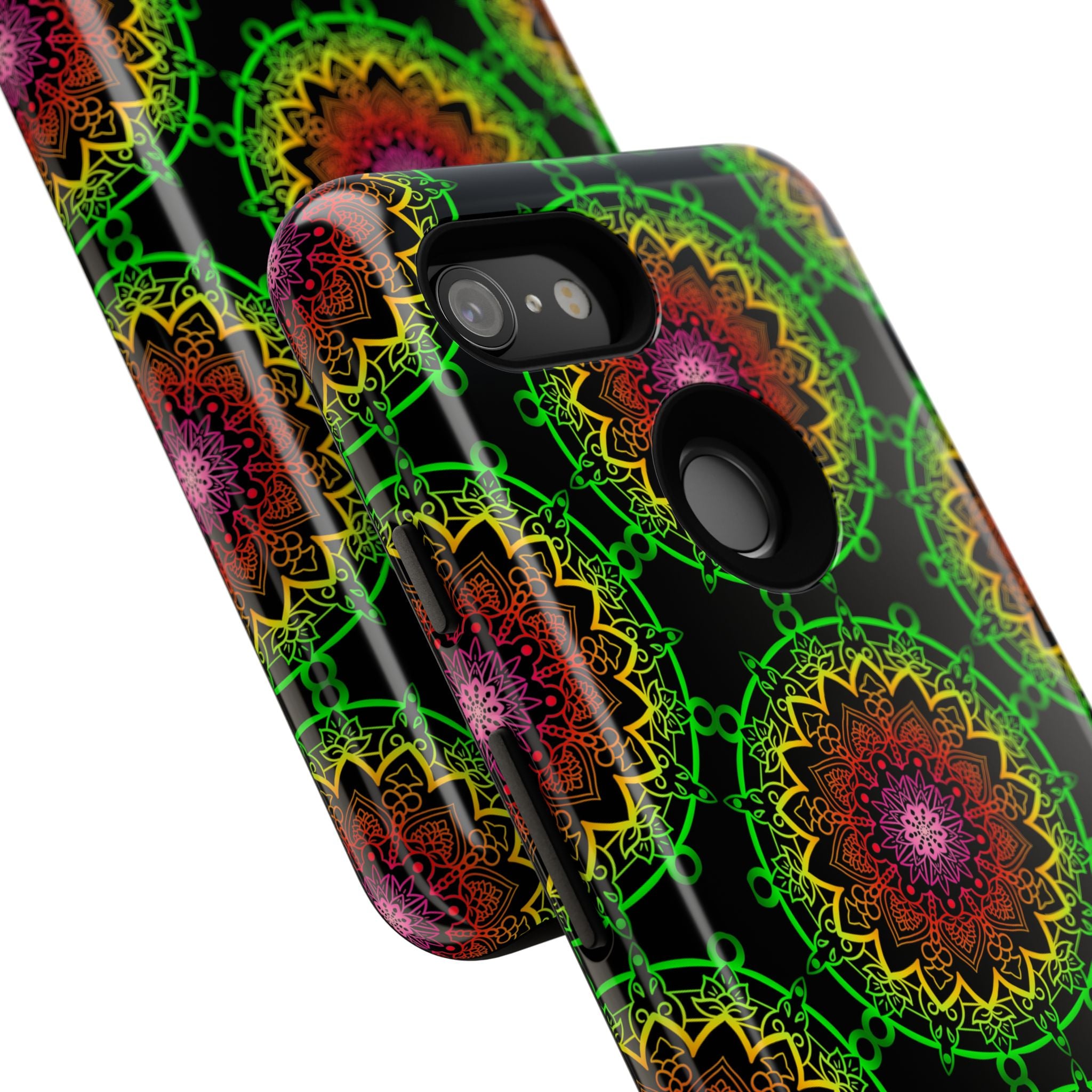 Custodia per telefono con mandala artistica, motivi audaci e stile moderno