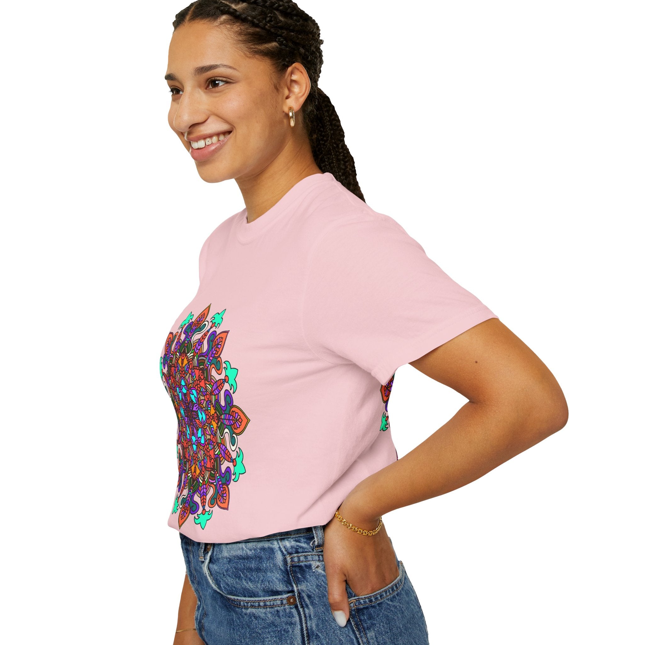 T-shirt con disegno mandala fatto a mano - 100% cotone