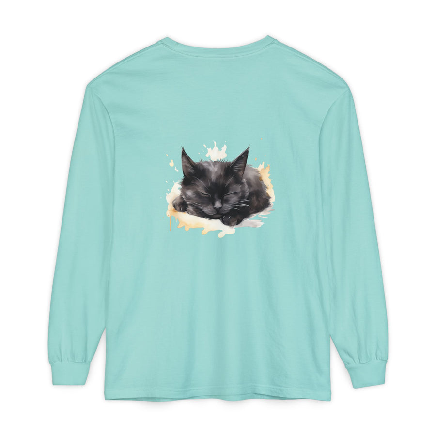 Full Sleeve Tee | Sleepy Cat Watercolor