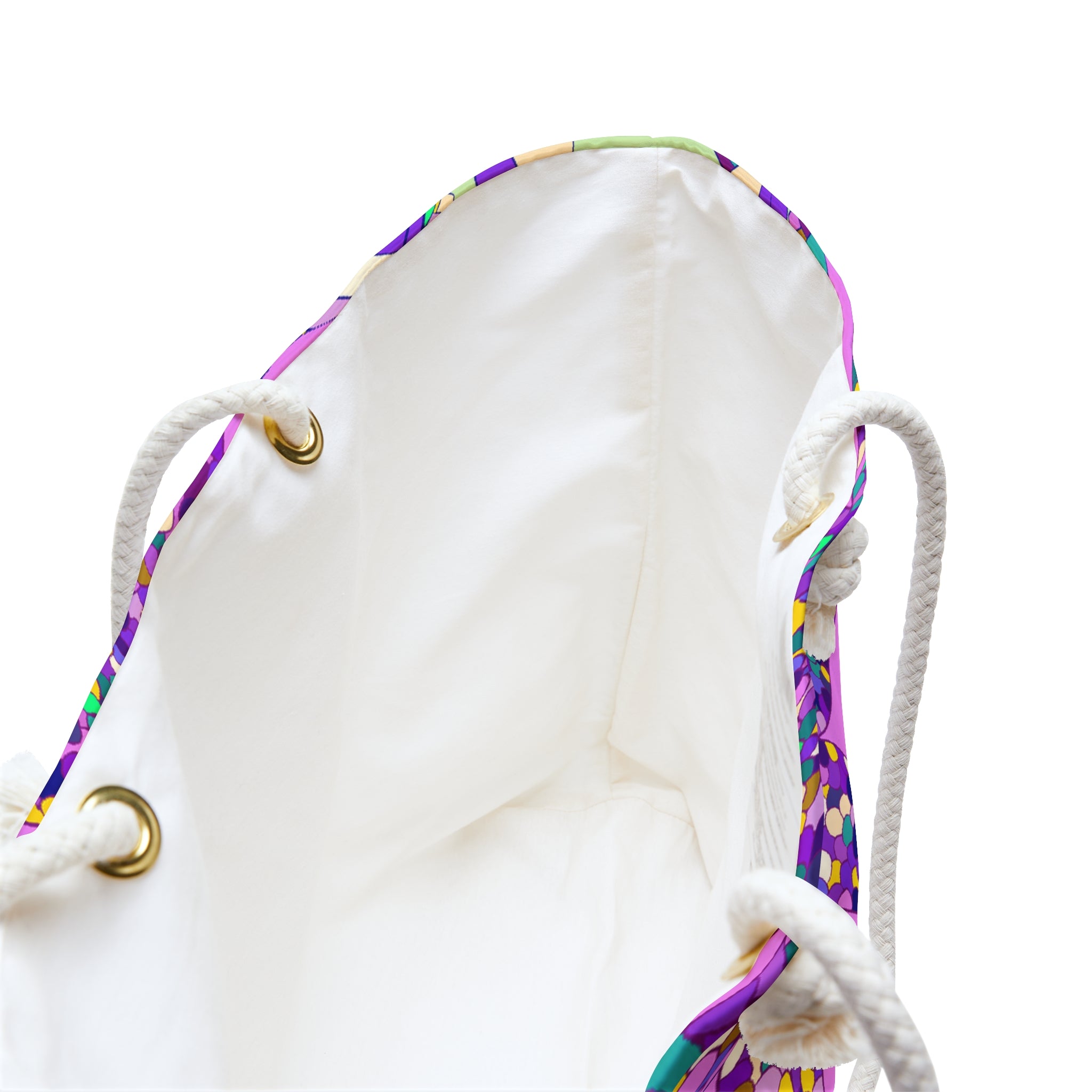 Wochenendtasche im Blumenstil in sanften Grün- und Lilatönen