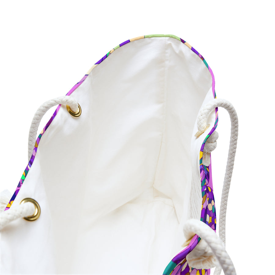 Floral-Inspired Weekender Bag in Soft Green and Purple Tones