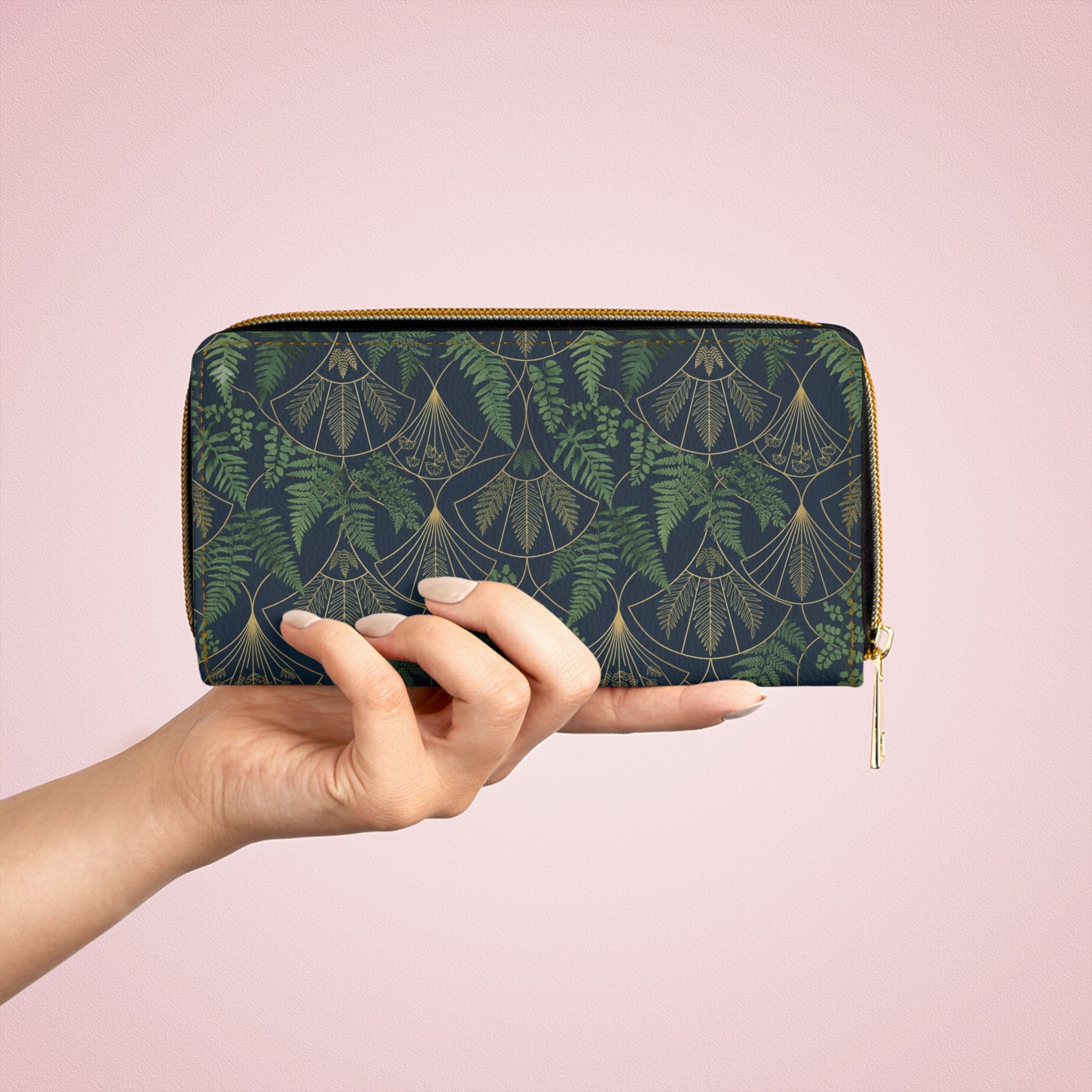 Fern Art Deco Zipper Wallet — Patterned Wallet