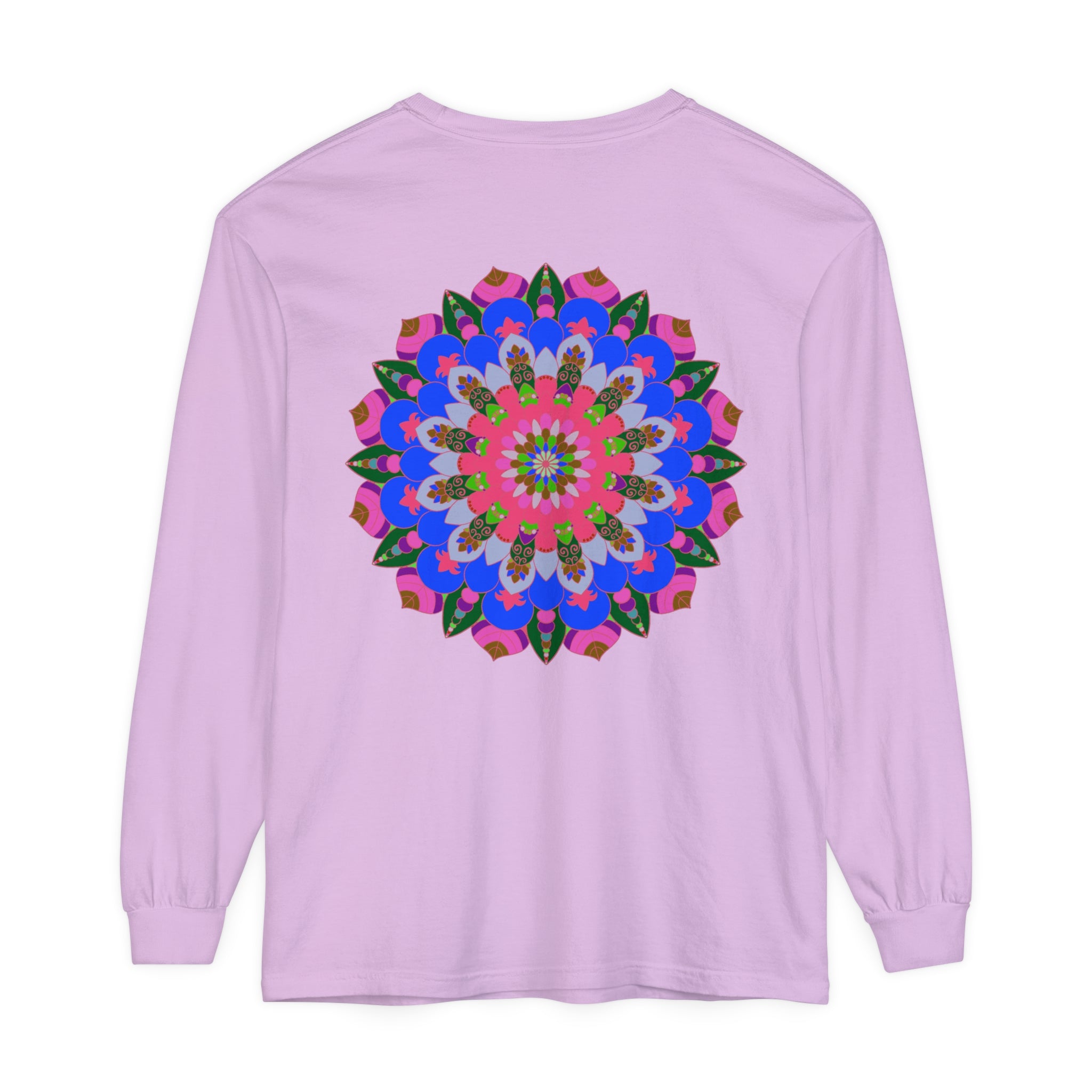 Colorful Mandala Long Sleeve T-Shirt with Handmade Feel