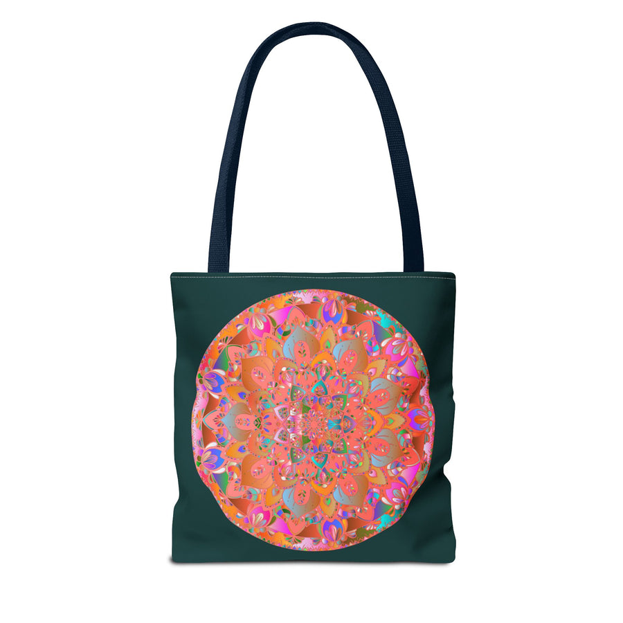 Colorful and intricate Mystical Nature Mandala Tote Bag with floral patterns