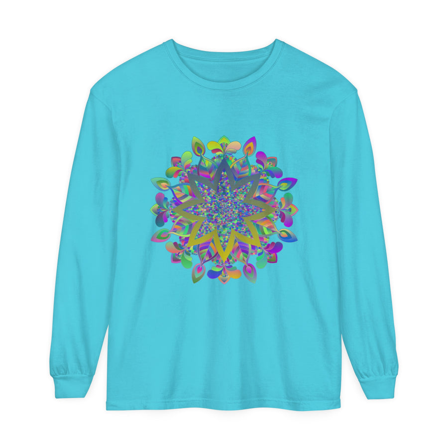 Colorful mandala design long sleeve t-shirt for men and women