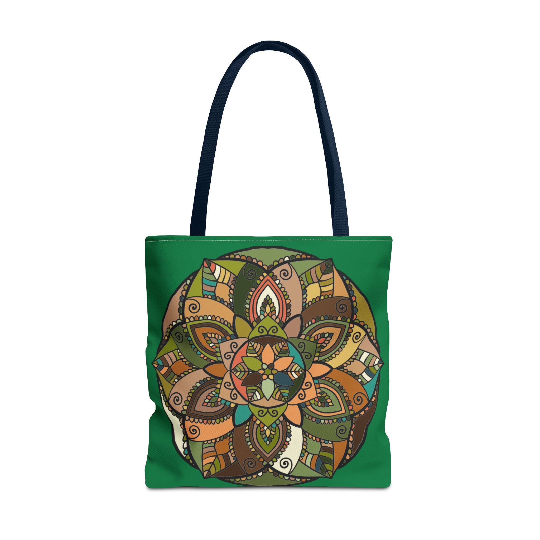 Boho Mandala Tote Bag — Green Floral Pattern AOP Shopper