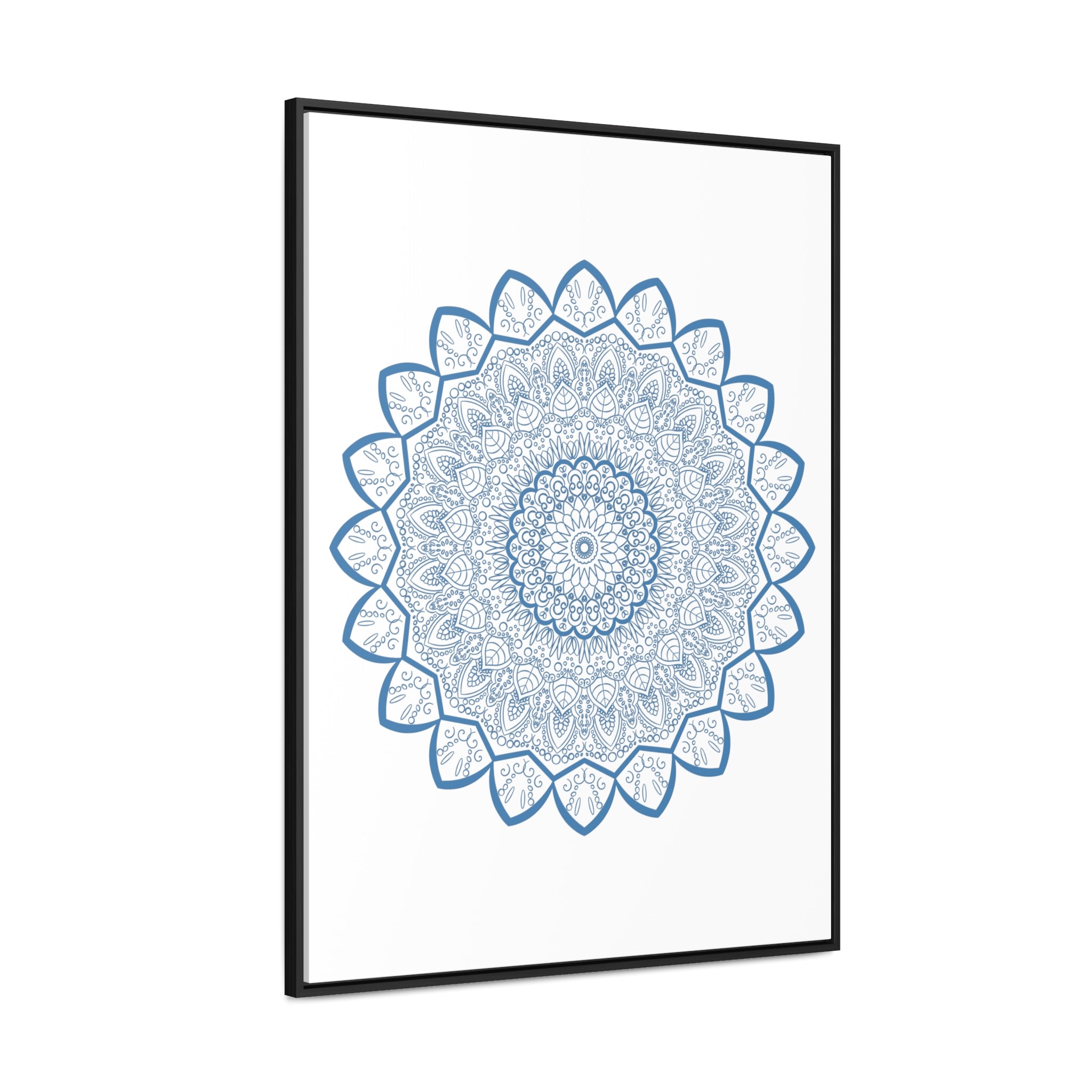 Handcrafted Mandala Design Steel Blue Wall Art on Gallery Canvas Wraps