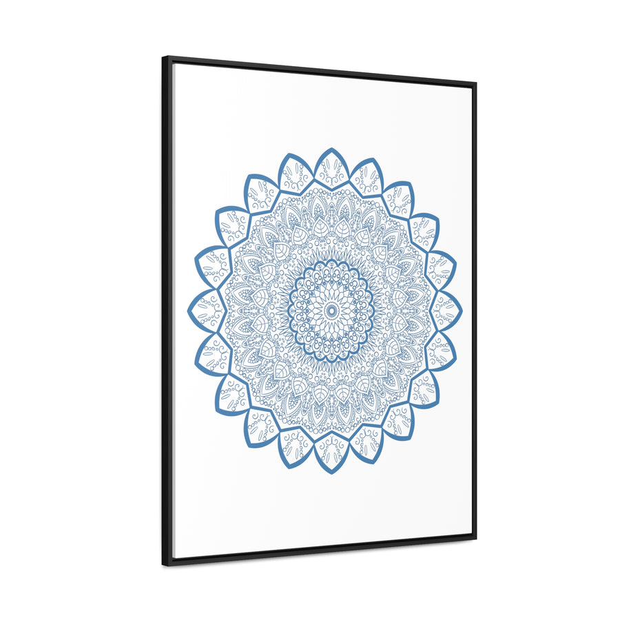 Handcrafted Mandala Design Steel Blue Wall Art on Gallery Canvas Wraps