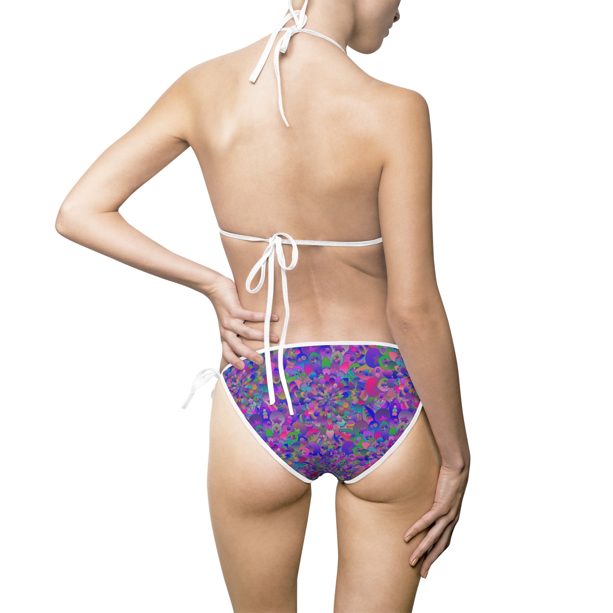 Mandala Print Bikini Set in Bright Purple and Green Tones