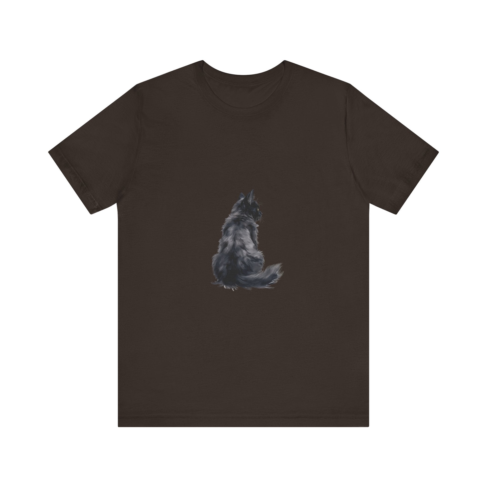 Black cat silhouette t-shirt featuring a cozy and comfortable design