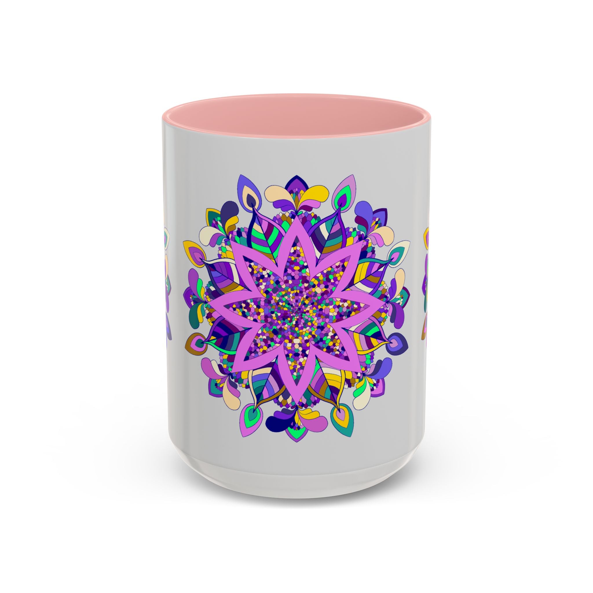 Charming Mug with Mandala Art on Light Grey Background