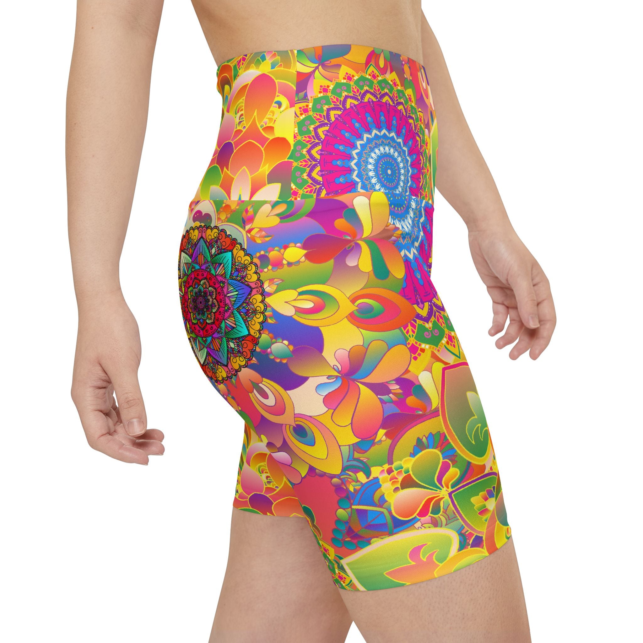 Psychedelic Floral Mandala Workout Shorts
