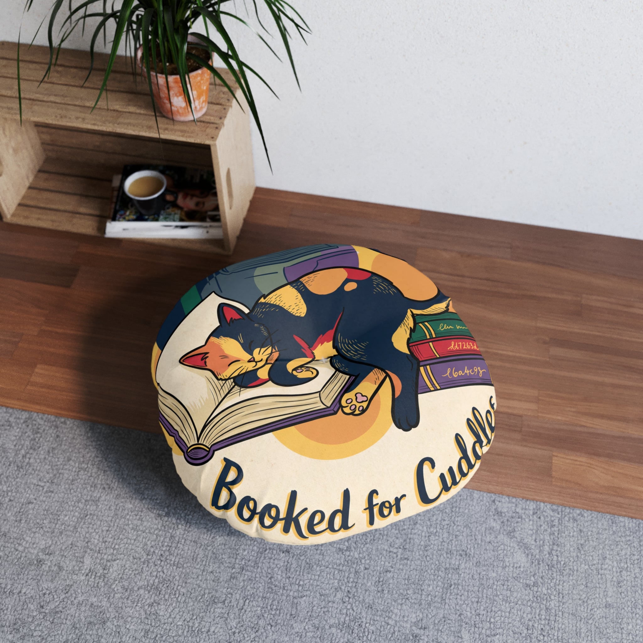 Dark Academia Cat Floor Pillow — Cozy Study Cushion