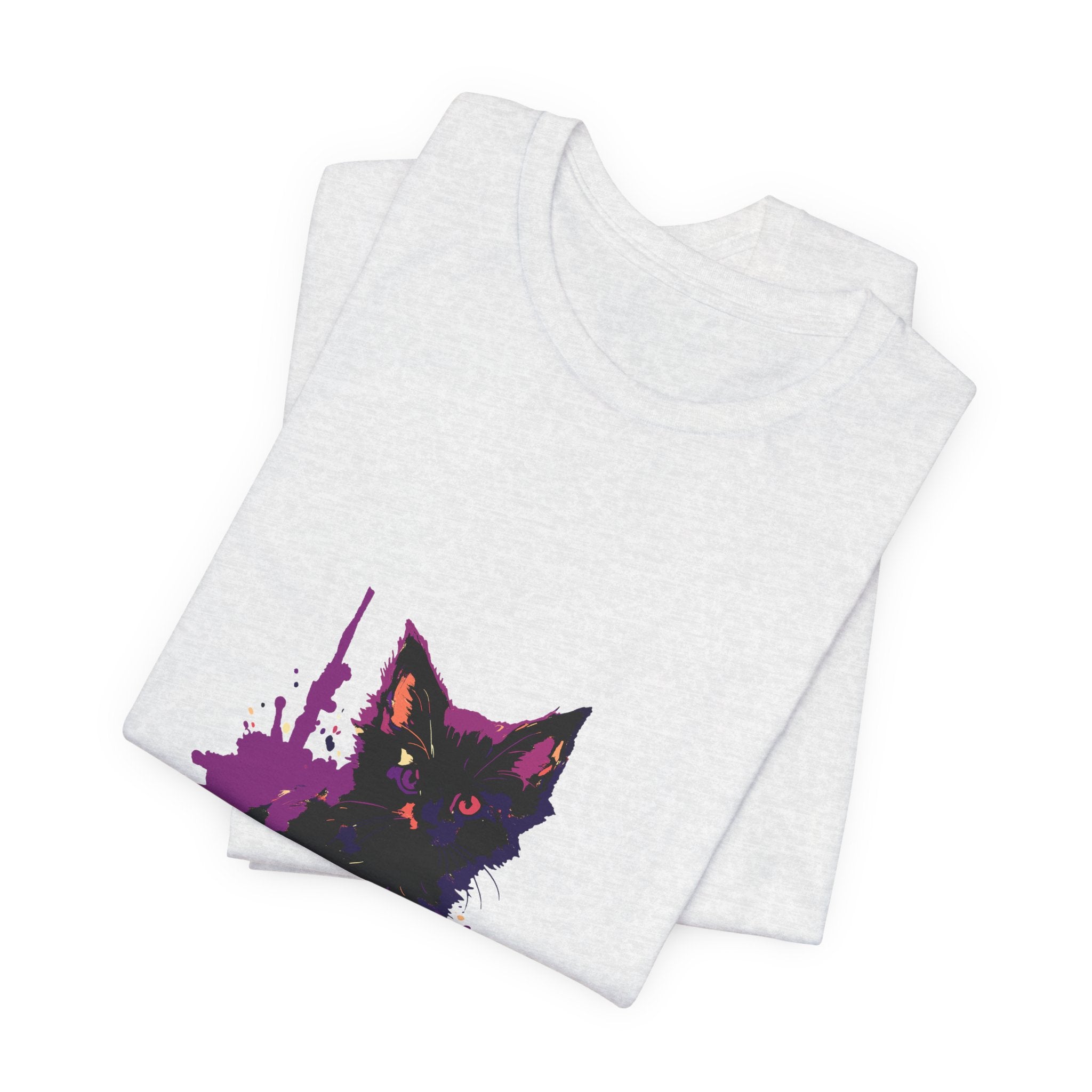Black Cat Mystery - Purple Paint Splatter T-Shirt