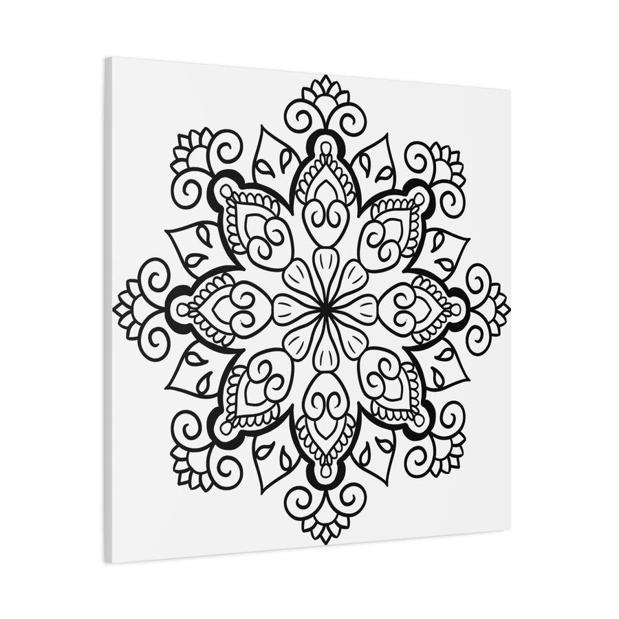 Elegant Handmade Black & White Mandala Art on stretched 125 canvas