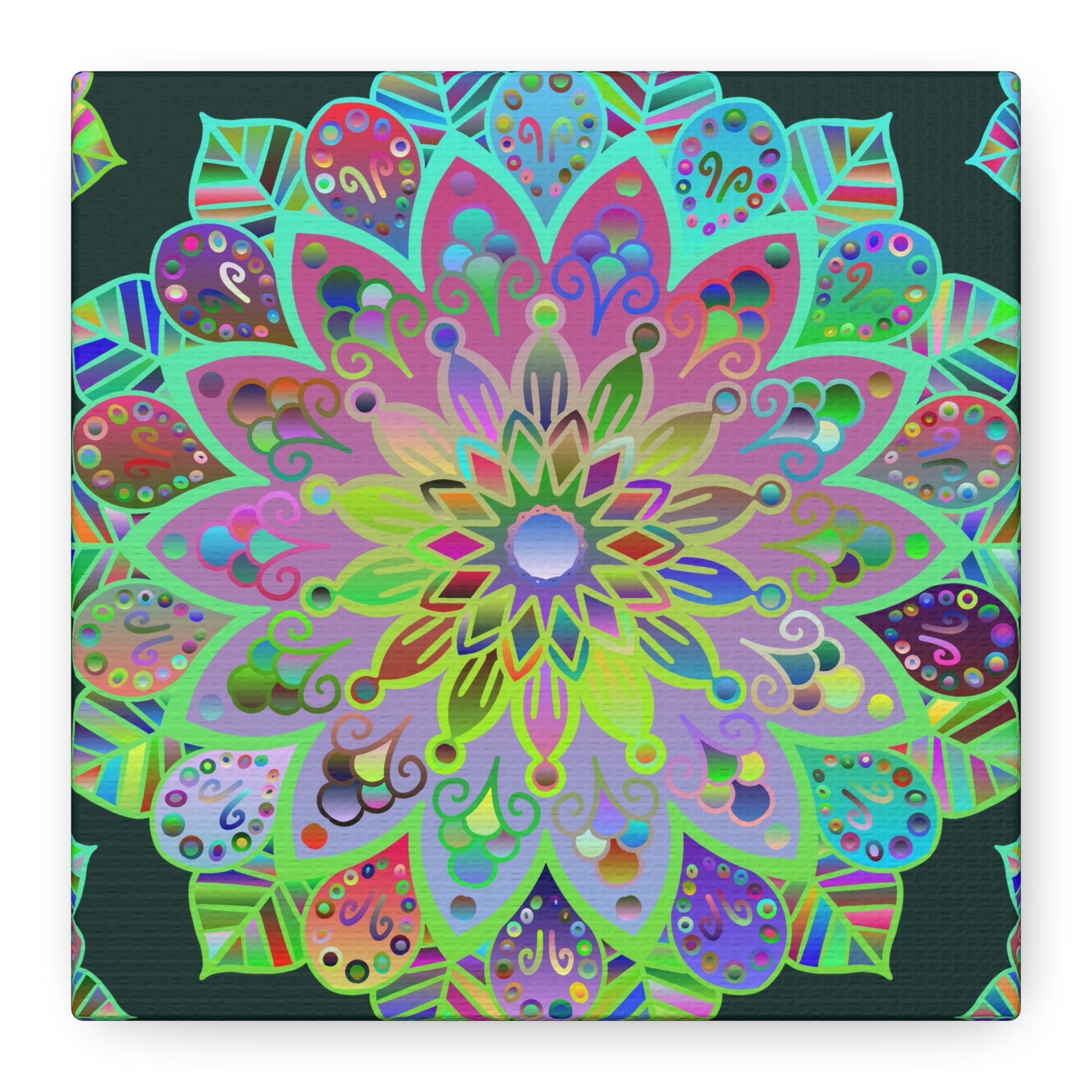 Vibrant Mandala Matte Canvas Wall Art — Colorful Floral Boho Stretched Print