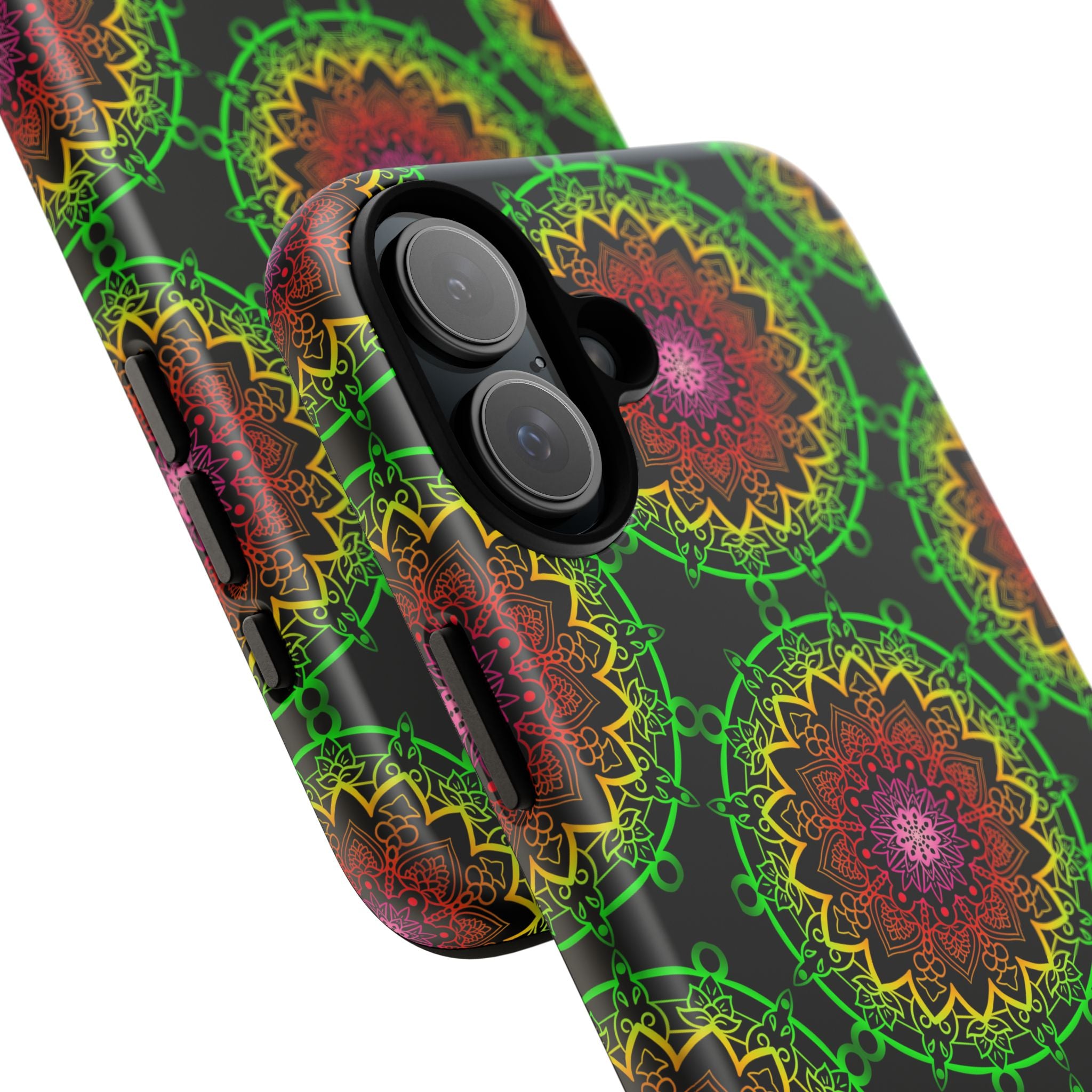 Custodia per telefono con mandala artistica, motivi audaci e stile moderno