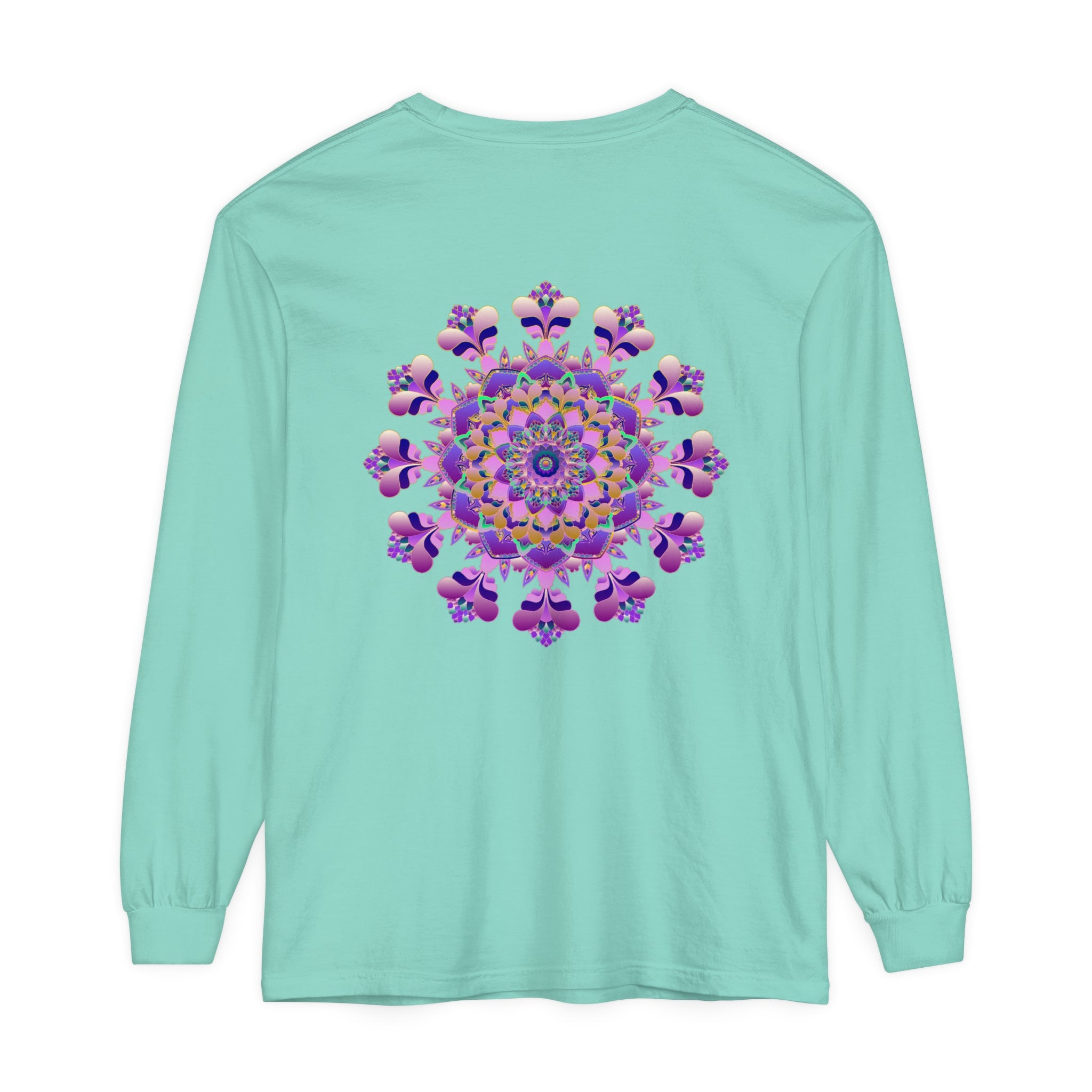 Intricate Mandala Long Sleeve T-Shirt - Unisex, featuring a detailed mandala design on a comfortable, versatile long sleeve tee