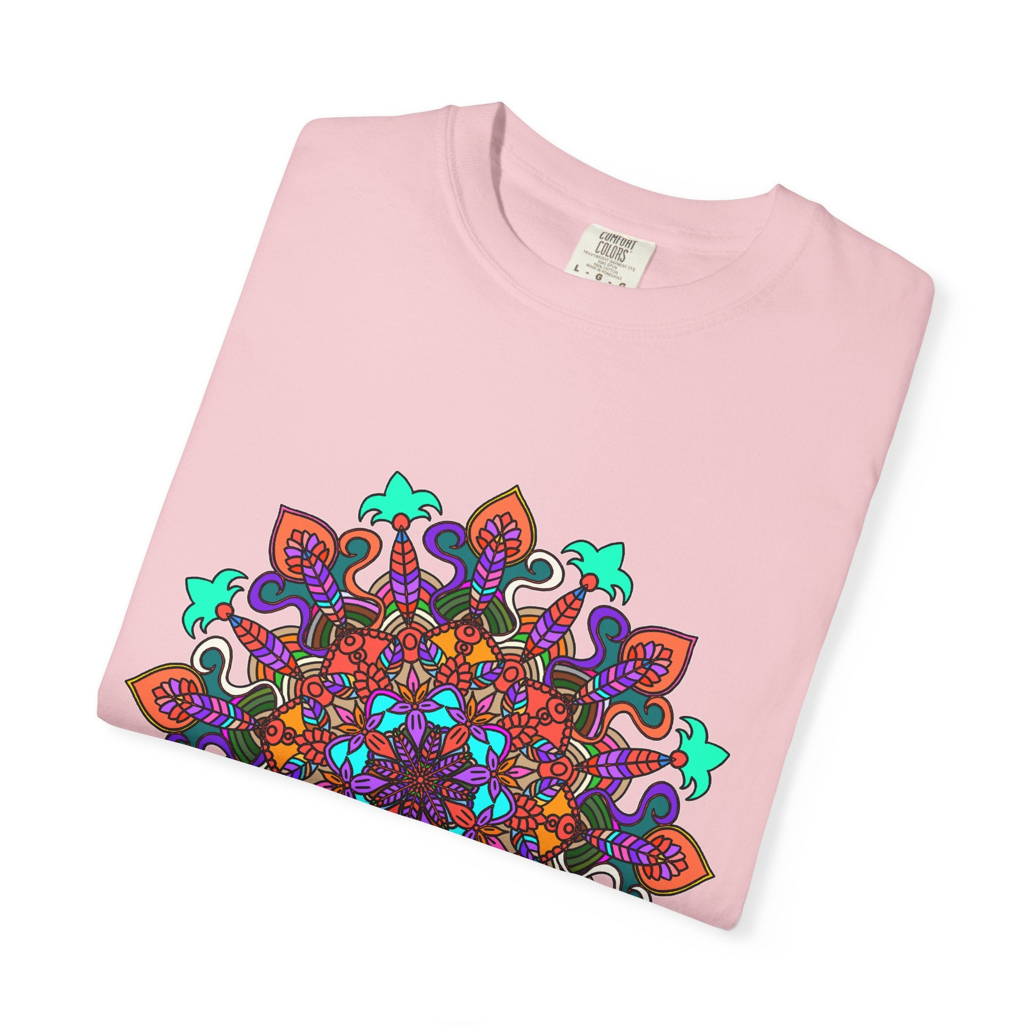 T-shirt con disegno mandala fatto a mano - 100% cotone