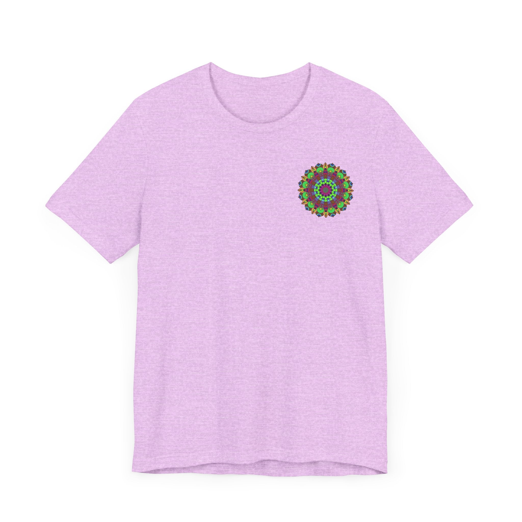 Colorful mandala t-shirt promoting peace, love, and harmony