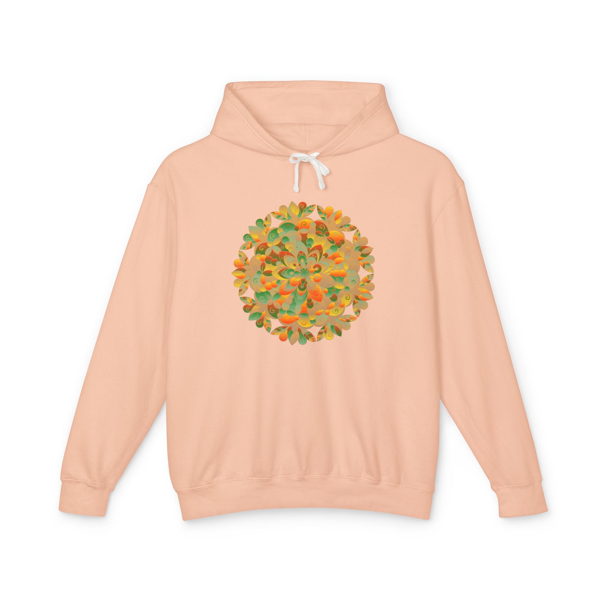 Felpa con cappuccio unisex leggera con motivo mandala floreale vibrante