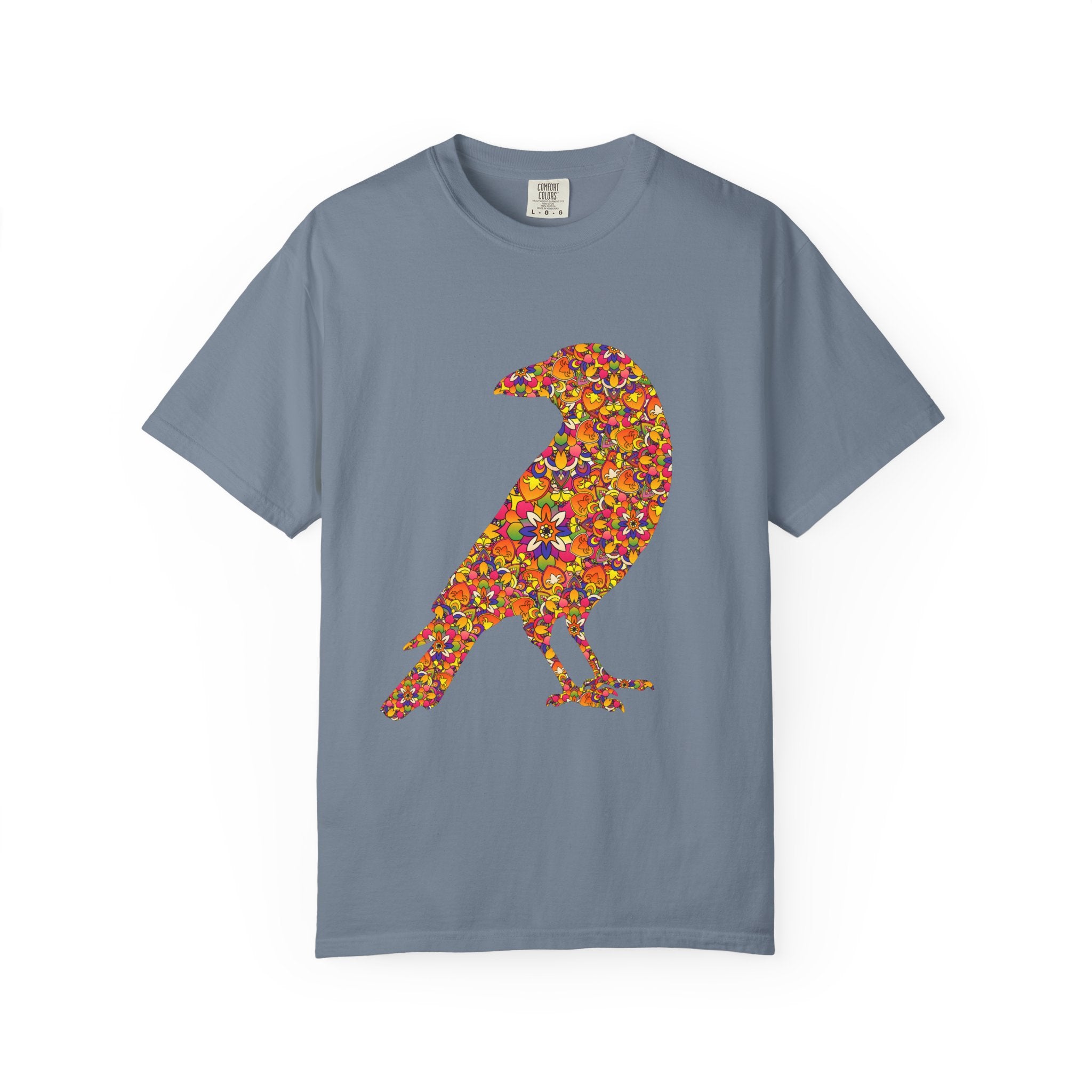 Maglietta con mandala floreale e corvo radioso