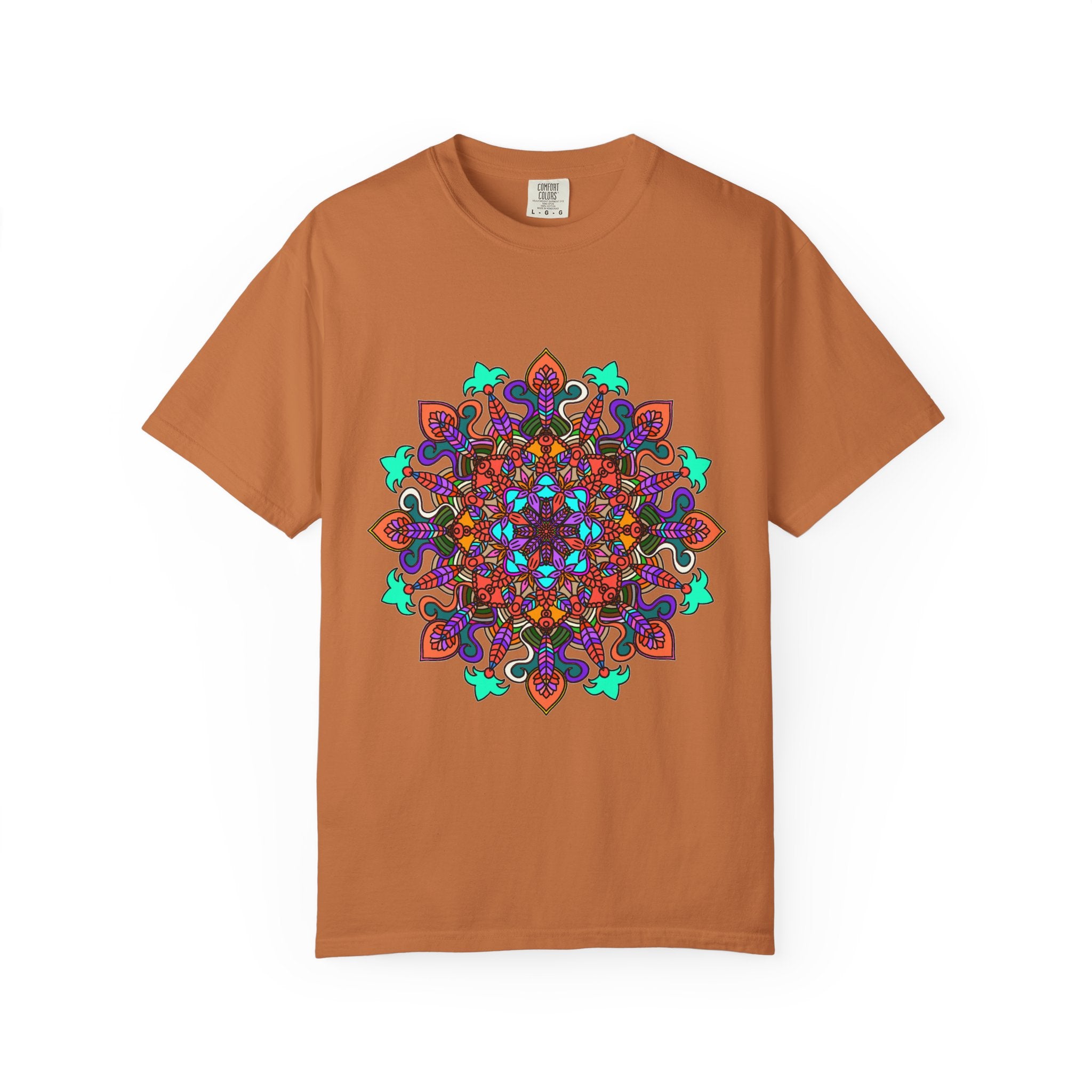 T-shirt con disegno mandala fatto a mano - 100% cotone
