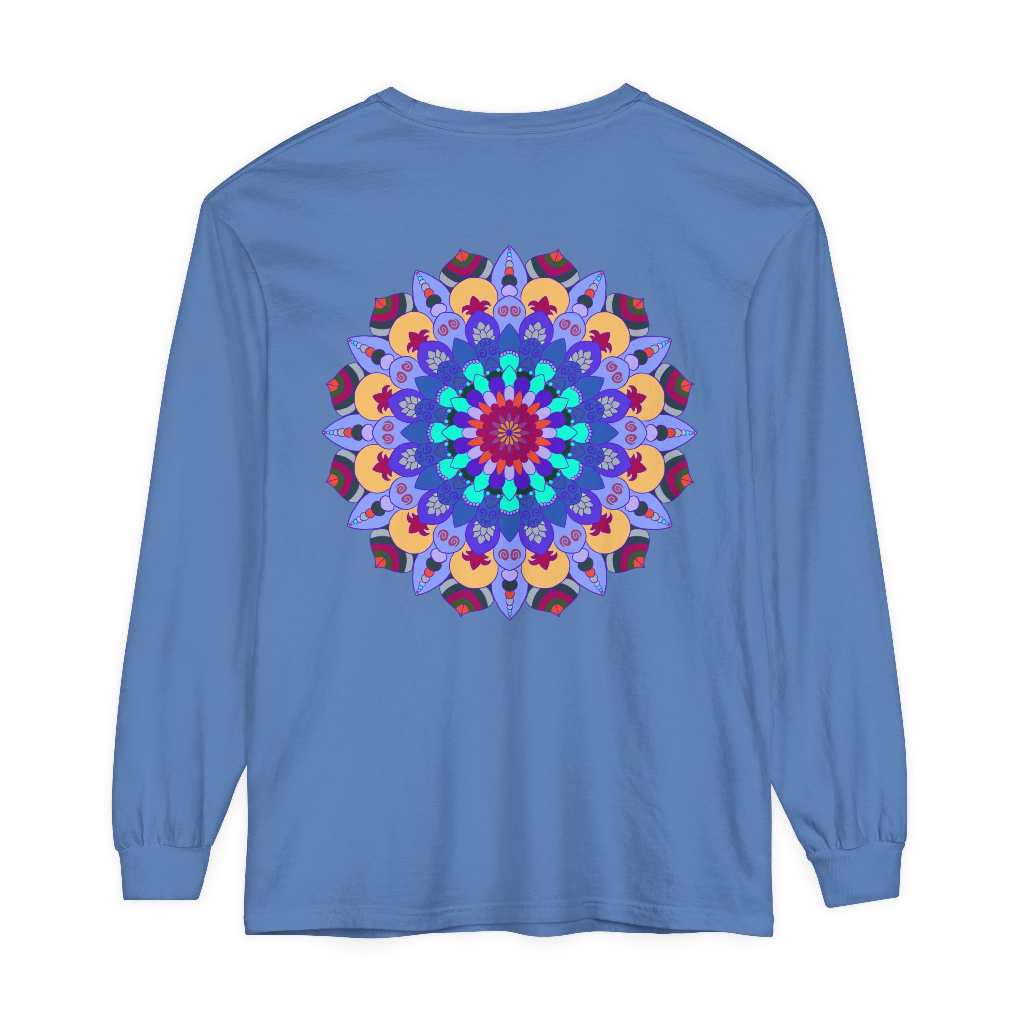 Mandala patterned long sleeve tee with vibrant and eye-catching colors