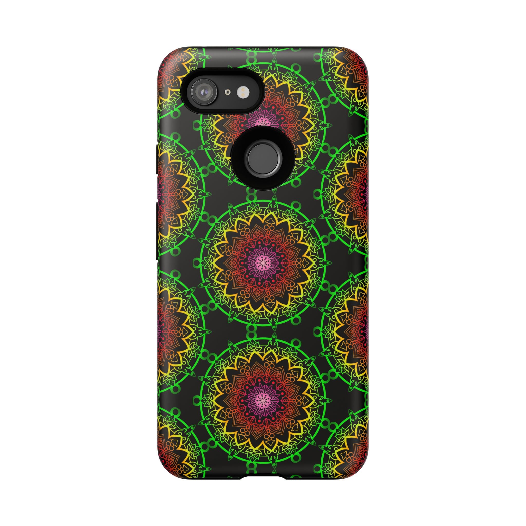 Custodia per telefono con mandala artistica, motivi audaci e stile moderno