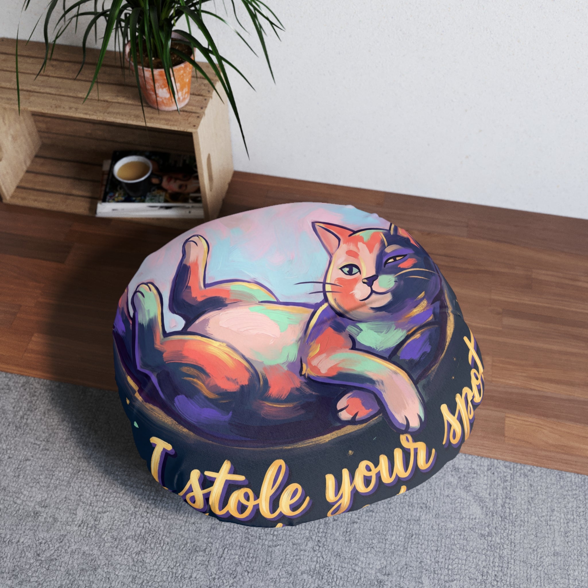 Midnight Cozy Cat Floor Pillow