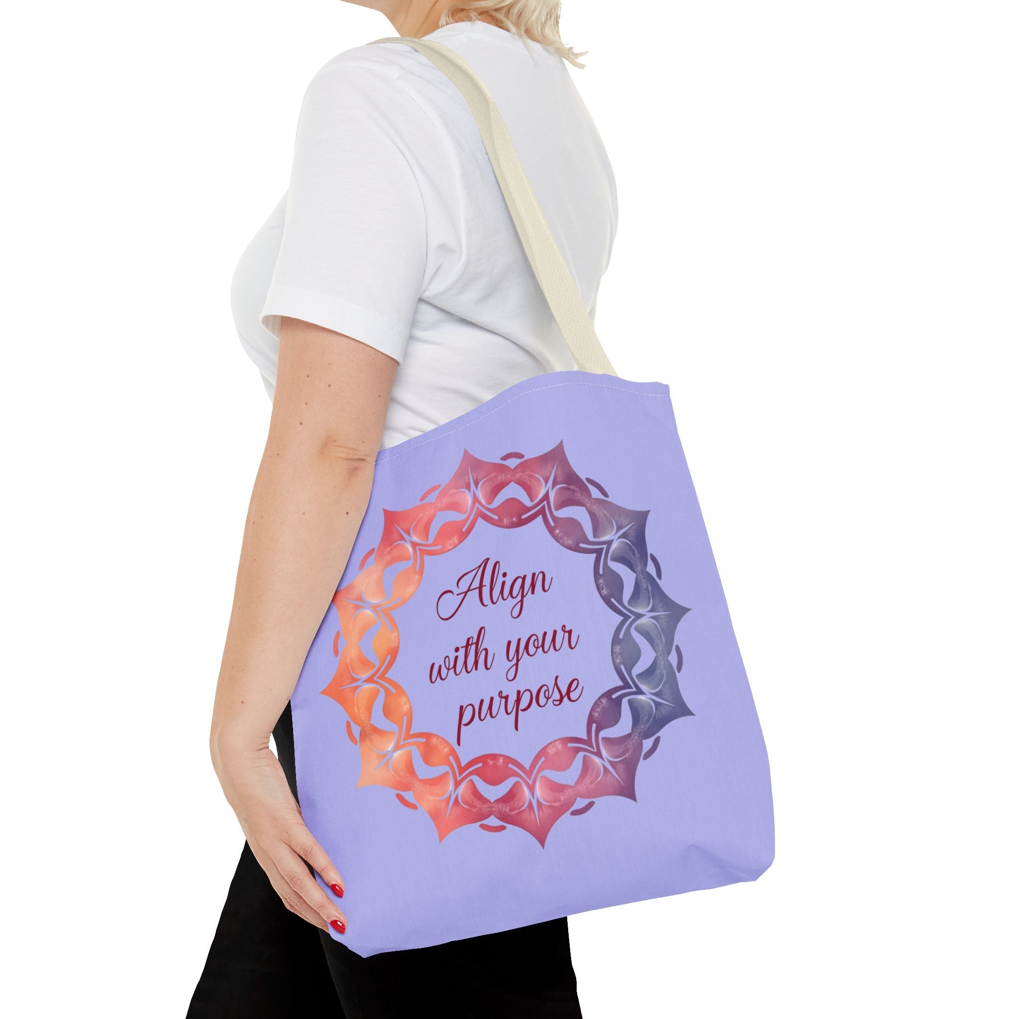 Vibrant orange and purple Mandala Tote Bag, perfect for everyday use