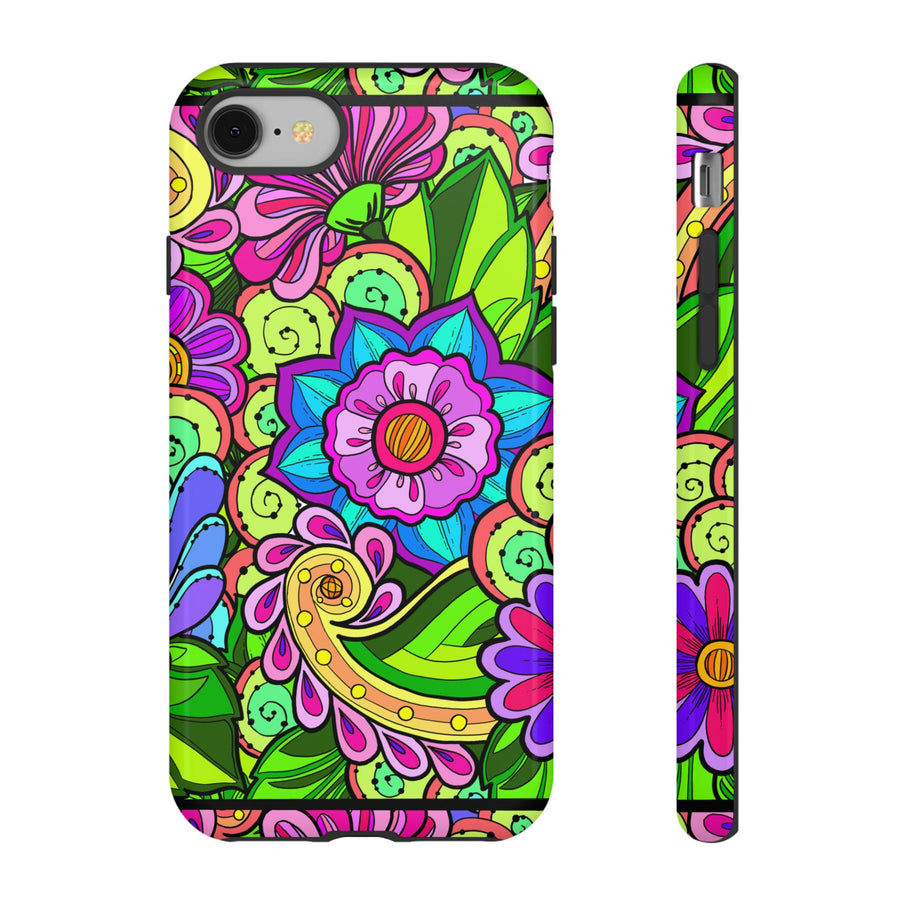 Floral Fantasy iPhone and Google Pixel Case in Bright Green Palette