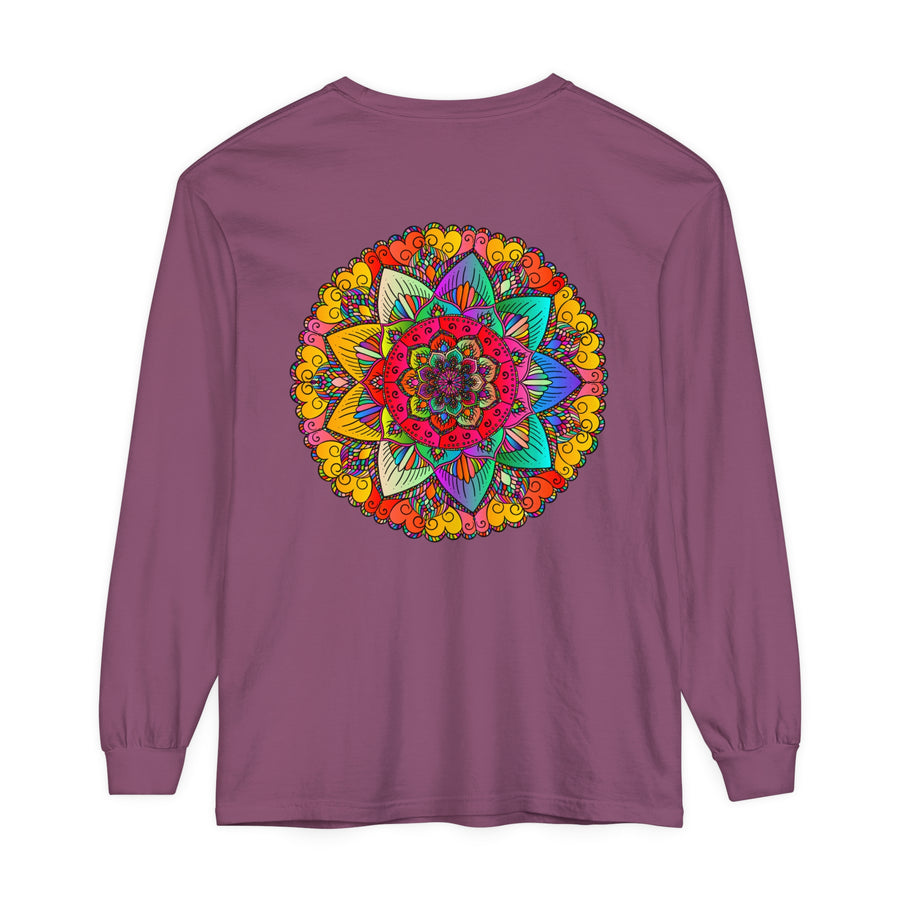 Comfortable and stylish unisex long sleeve t-shirt with vibrant mandala print