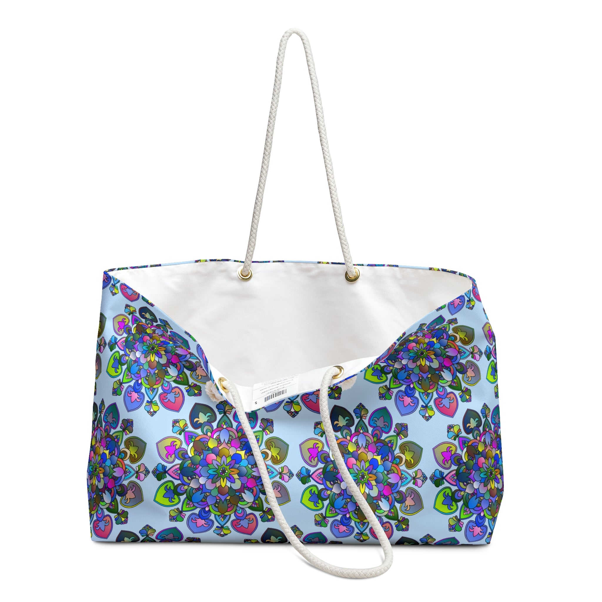 Borsa da weekend con motivo floreale psichedelico per vivaci fughe all'aria aperta