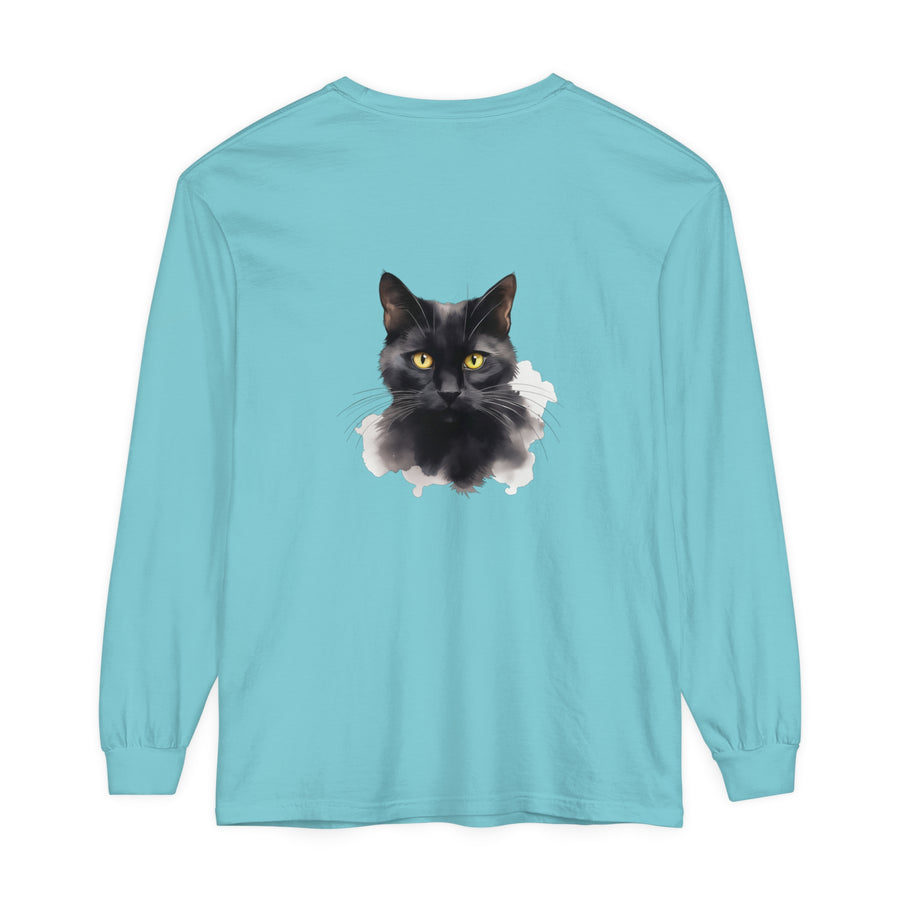 Long Sleeve T-Shirt for Cat Lovers with Realistic Cat Design