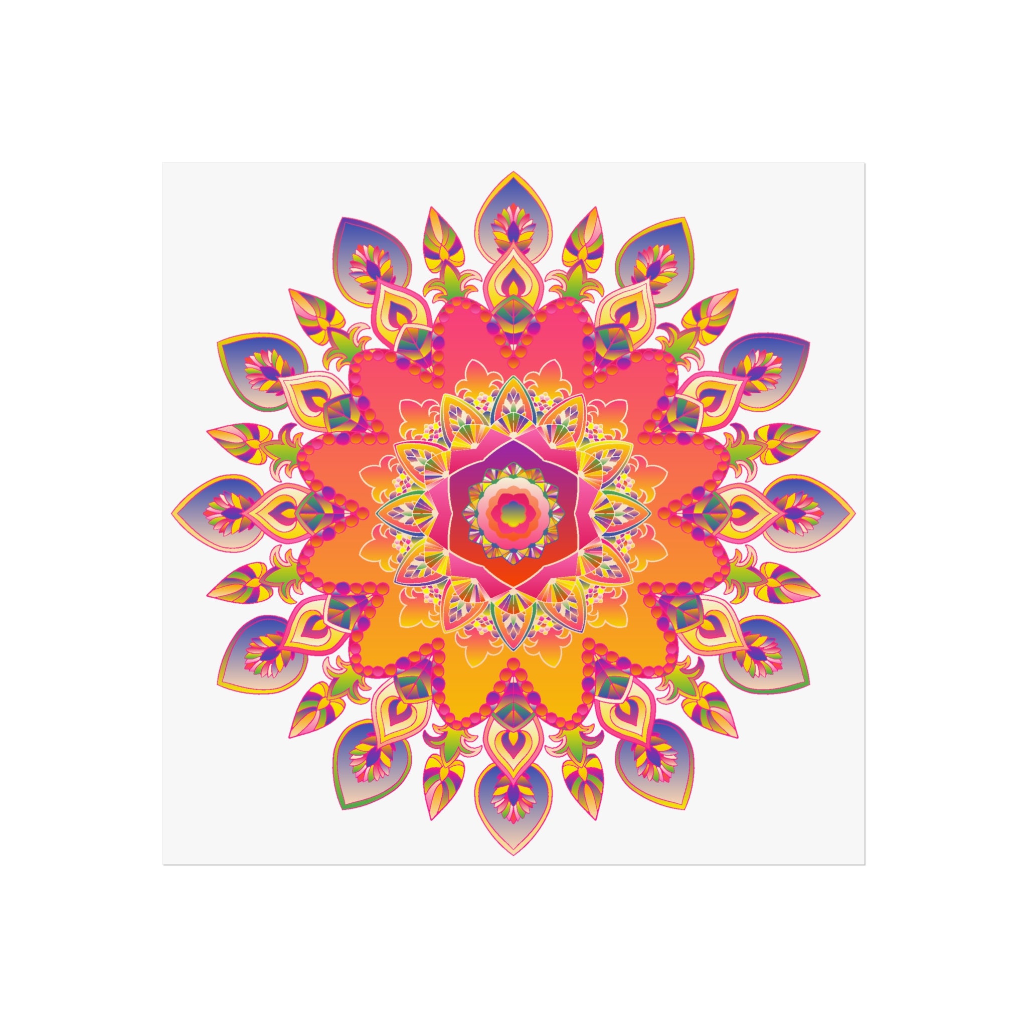 Vibrant Floral Mandala Fine Art Poster — Boho Wall Decor for Living Room & Meditation