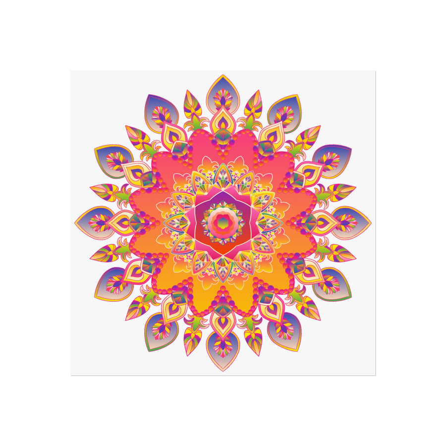 Vibrant Floral Mandala Fine Art Poster — Boho Wall Decor for Living Room & Meditation