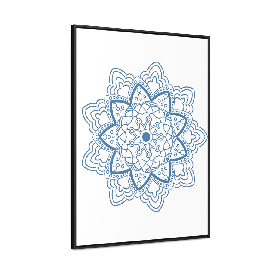 Beautiful steel blue mandala design handmade art on gallery canvas wraps