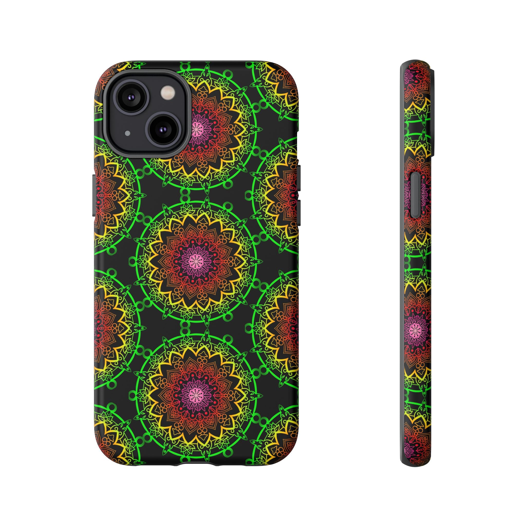 Custodia per telefono con mandala artistica, motivi audaci e stile moderno