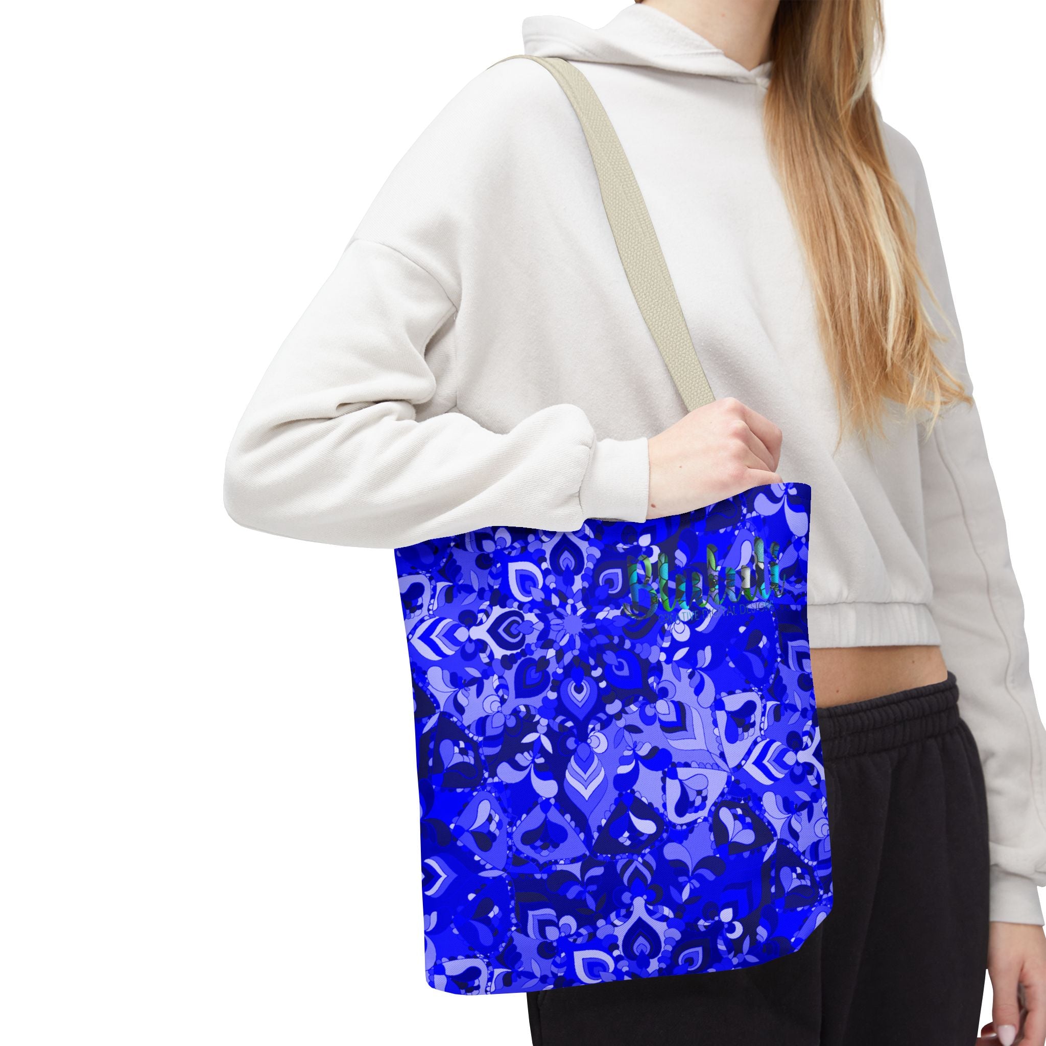 Borsa tote con design mandala blu per un uso quotidiano elegante