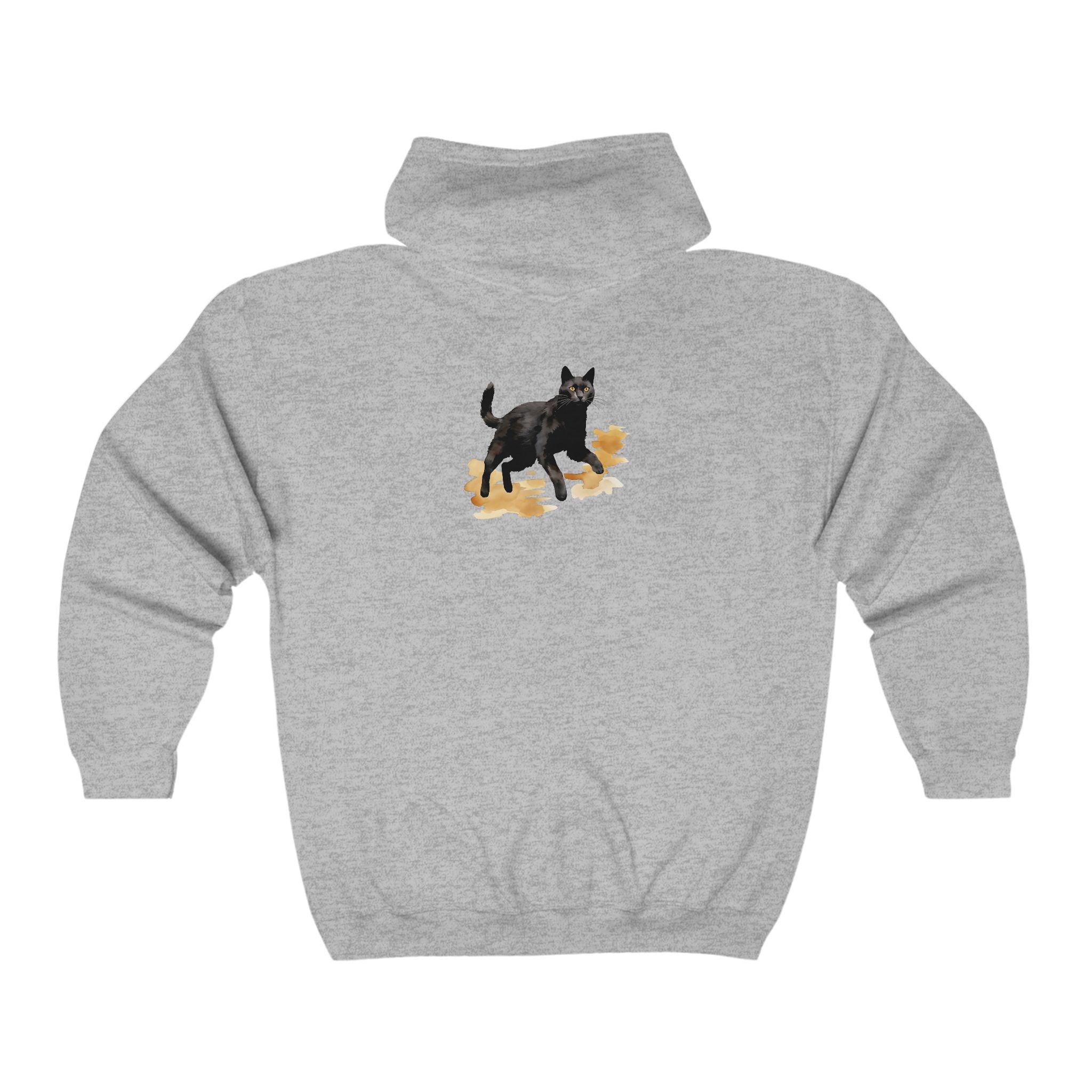 Black Cat Watercolor Hoodie with Mystical Pet Design