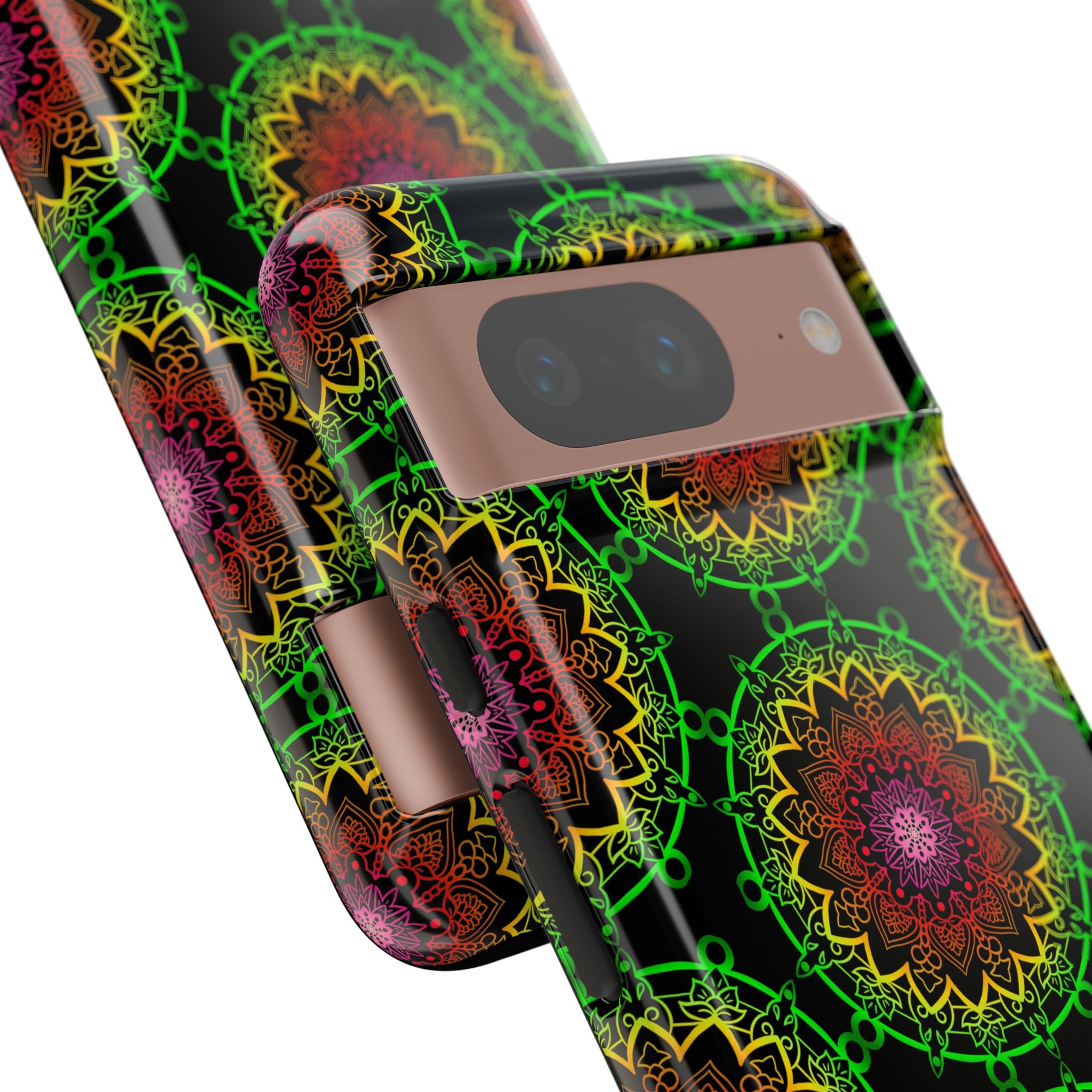 Custodia per telefono con mandala artistica, motivi audaci e stile moderno