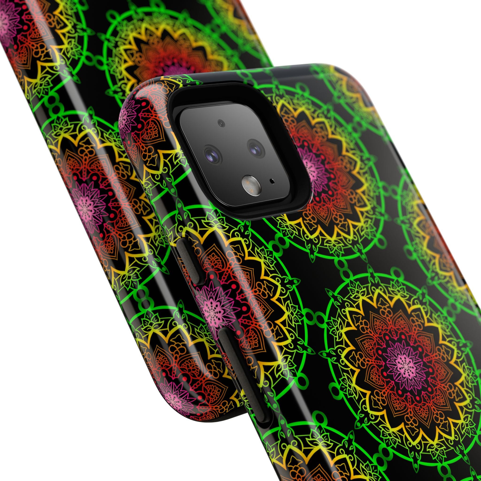 Custodia per telefono con mandala artistica, motivi audaci e stile moderno
