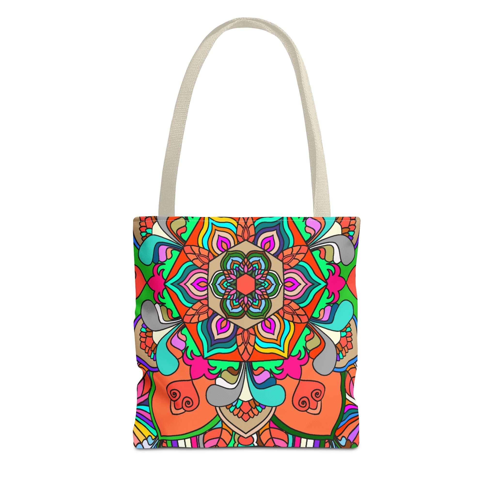 Bunte Mandala-Tragetasche – Strand- und Markttasche mit lebendigem Boho-Allover-Print