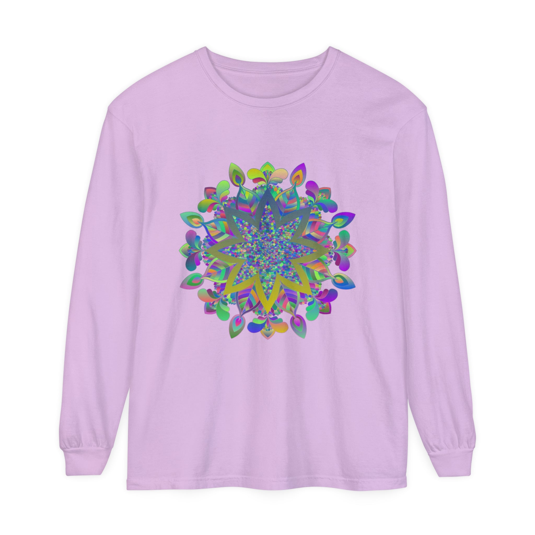 Vibrant and intricate mandala design long sleeve t-shirt for all genders