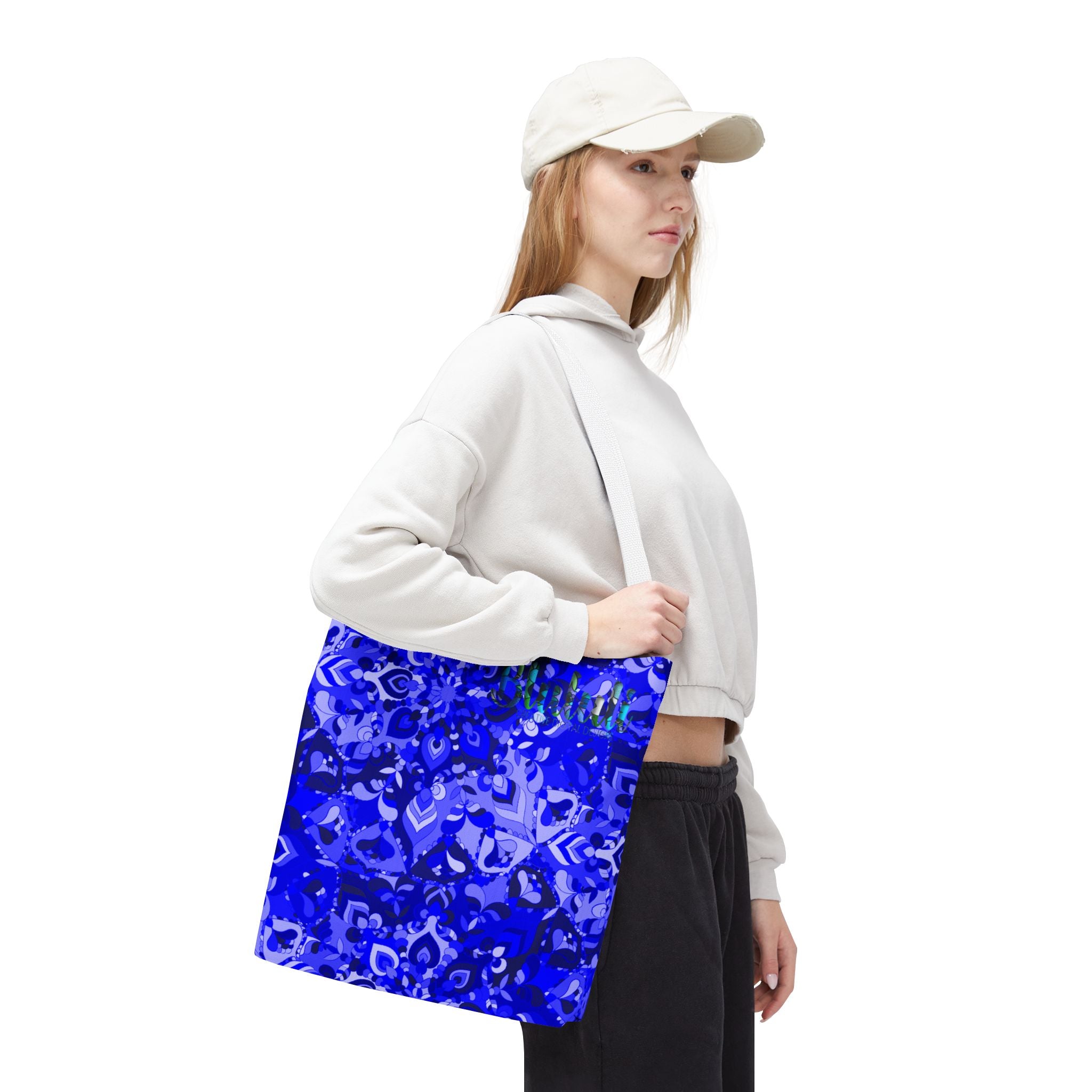 Borsa tote con design mandala blu per un uso quotidiano elegante